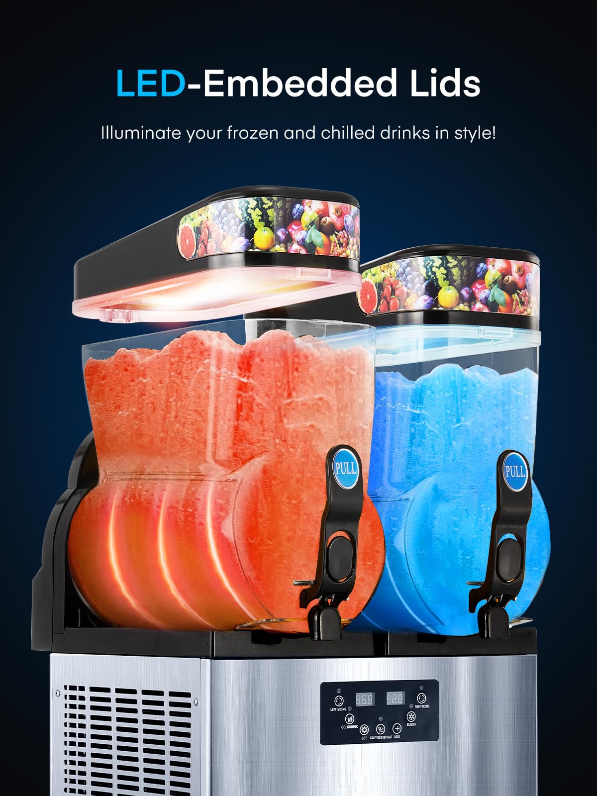 Commercial Slushy Machine 8Gal/30L, Stainless Steel Margarita Smoothie Frozen Drink Machine, 25-Minute-to-Go Slushie Machine & ETL Approval, Margarita Machine for Restaurants Cafe Bars (2 * 15L)