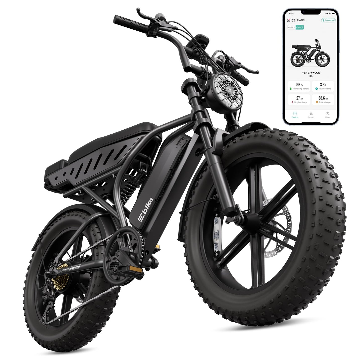TST Electric Bike for Adults, 1500W Peak Motor Ebike with 48V 15Ah Built-in Battery, 60 Miles Range 28 MPH Upgraded Electric Bike, 20" All-Terrain Fat Tire E Bike