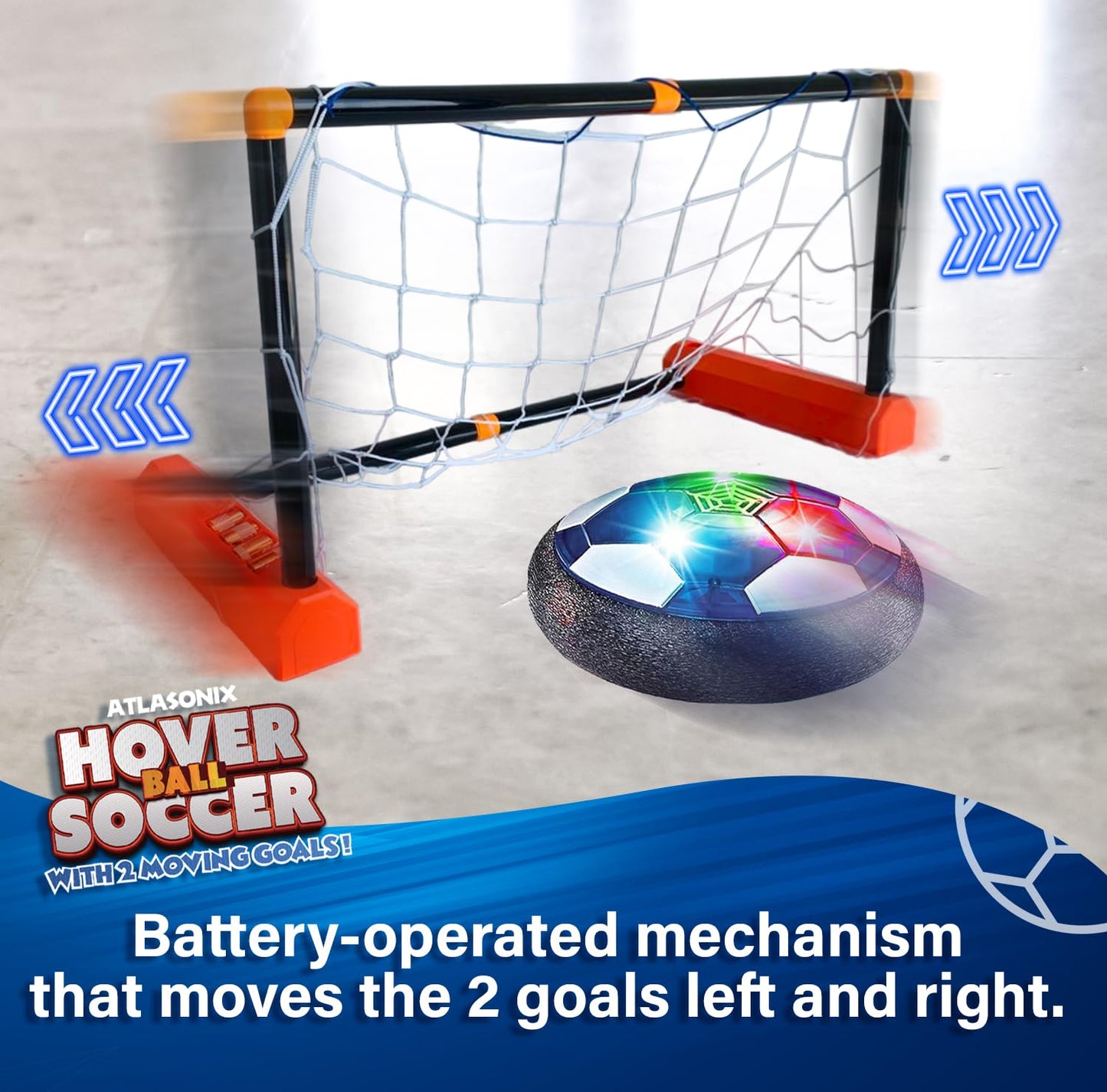 Hover Soccer Ball - Indoor Soccer Ball, Indoor Flying Toy Games (2 Floating Disks + 2 Floating Gliding Goals) Boy Birthday Gifts, Indoor Silent Game | 4 in 1 Pack
