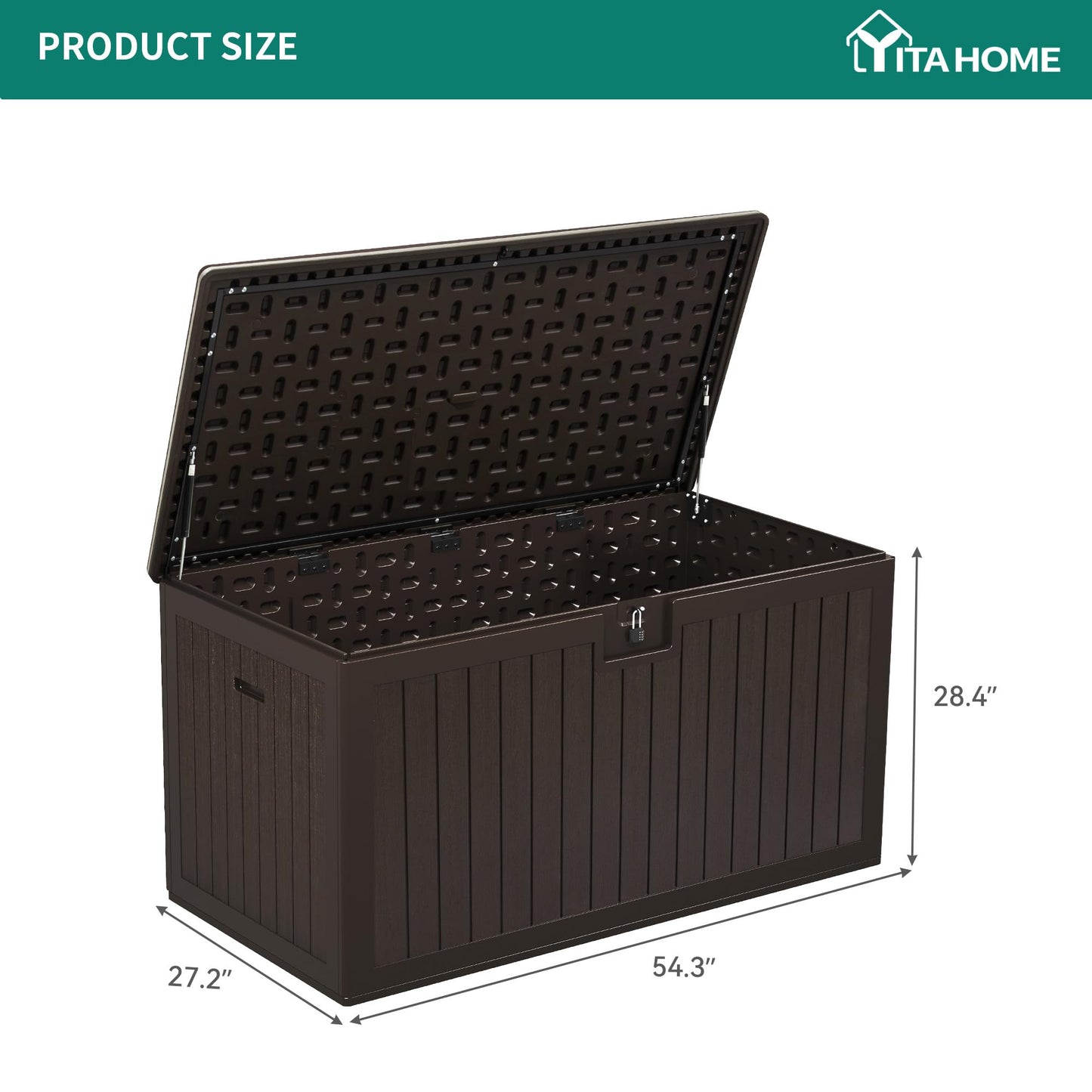 YITAHOME 150 Gallon Double-Wall Deck Box with Side Handles, Outdoor Large Storage for Patio Furniture Cushions, Garden Pool Accessories, Water Resistant & Lockable
