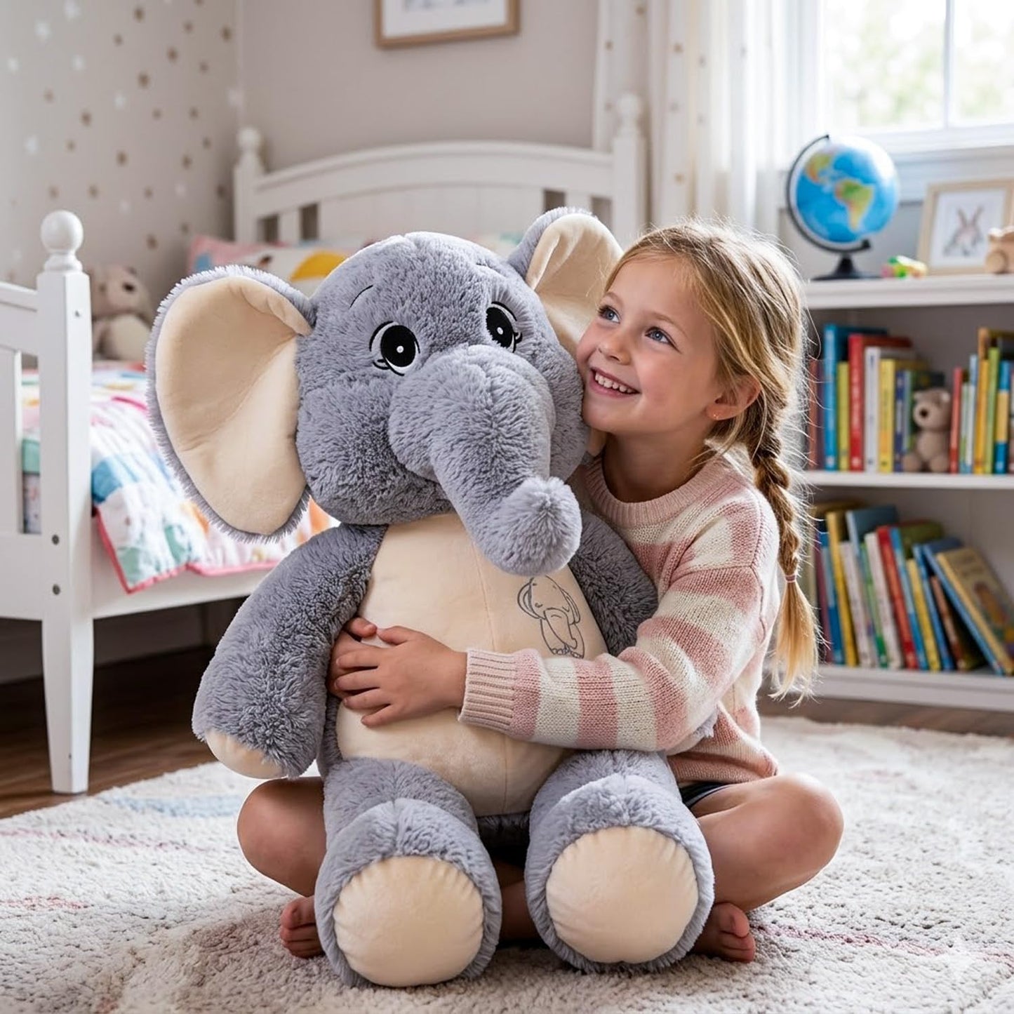 Large Soft Huggable Elephant Plush Toy, 27'' - Cute Fluffy Stuffed Elephant for Baby Girls & Boys, Gifts for Birthday, Mother's Day, Christmas