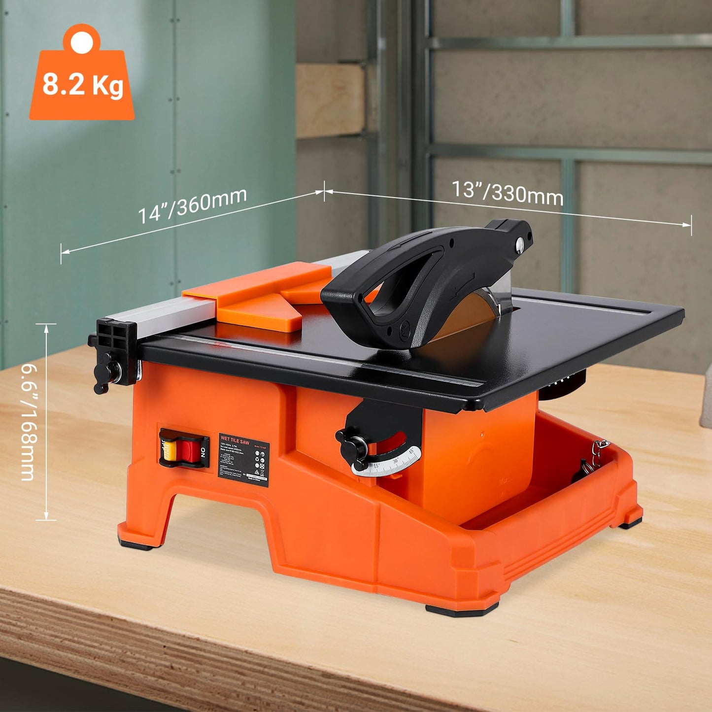 Towallmark 7 inch Wet Tile Saw, 6500 RPM & Pure Copper Motor, Bevel cuts tile from 0 to 45, Tile Cutter Wet Saw with Water Reservoir for Cutting Tiles and Stones, for DIY Enthusiasts