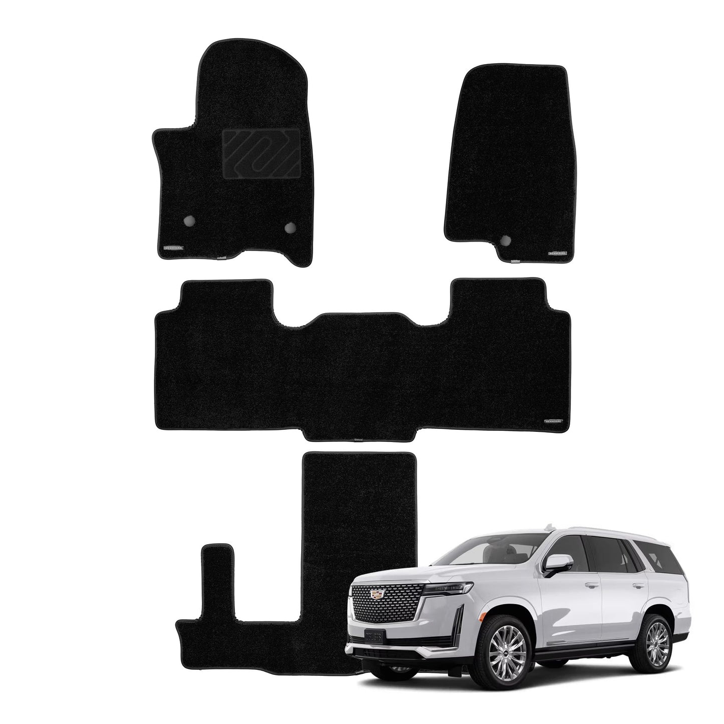 WENNEBIRD Superior Carpet Floor Mats for 2021-2026 Cadillac Escalade 7 Seats (Not for 8 Seats & ESV), 0.6-Inch Ultra-Thick, Noise-Reducing, All-Weather Waterproof Anti-Slip – 4-Pc Set