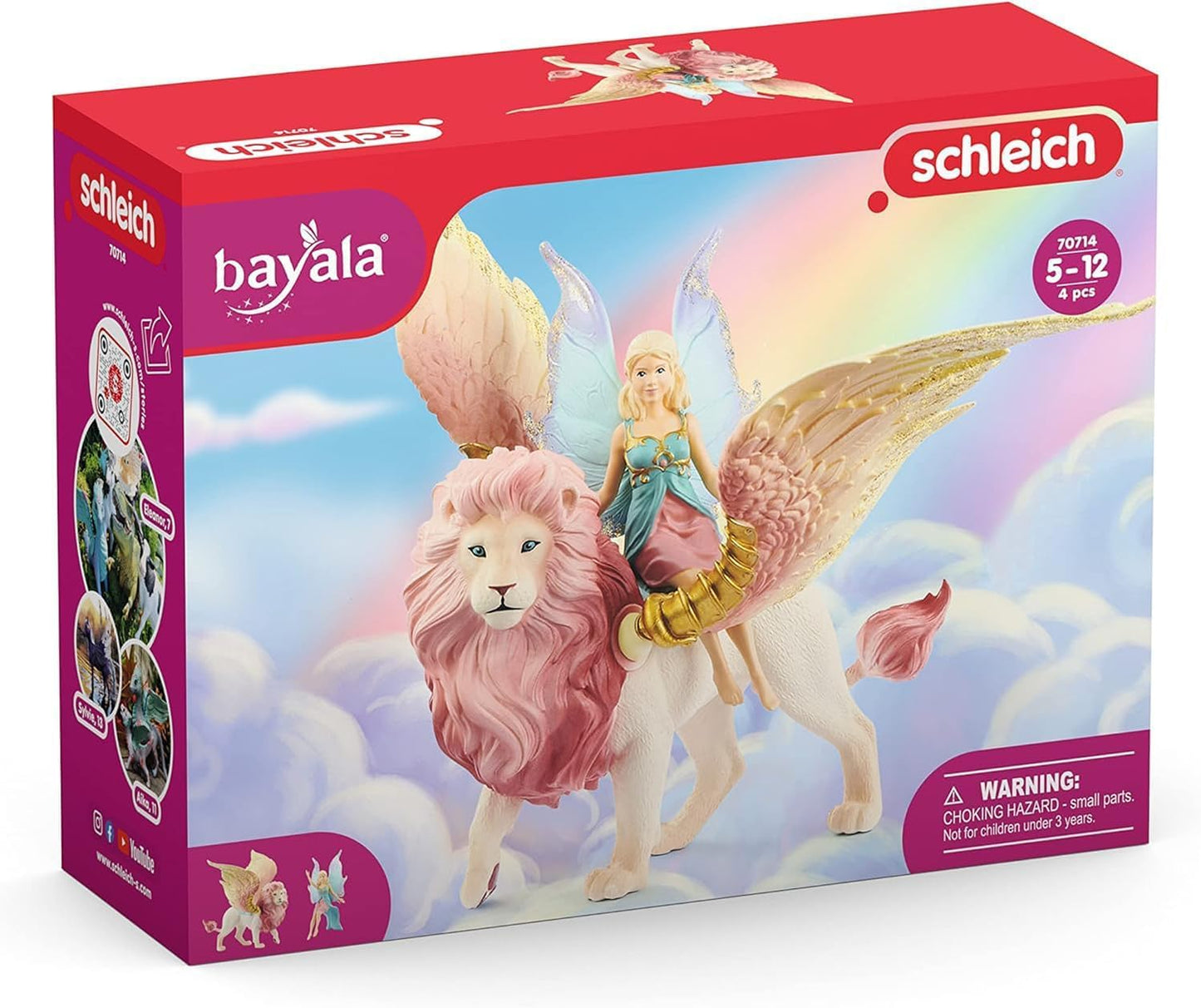 Schleich Bayala - Winged Fairy and Flying Lion Toy Set for Girls and Boys - Moveable Pink Lion and Cute Magnetic Blue Fairy Action Figure - Magical Animal Figurine Playset for Kids Ages 5+ | 70714