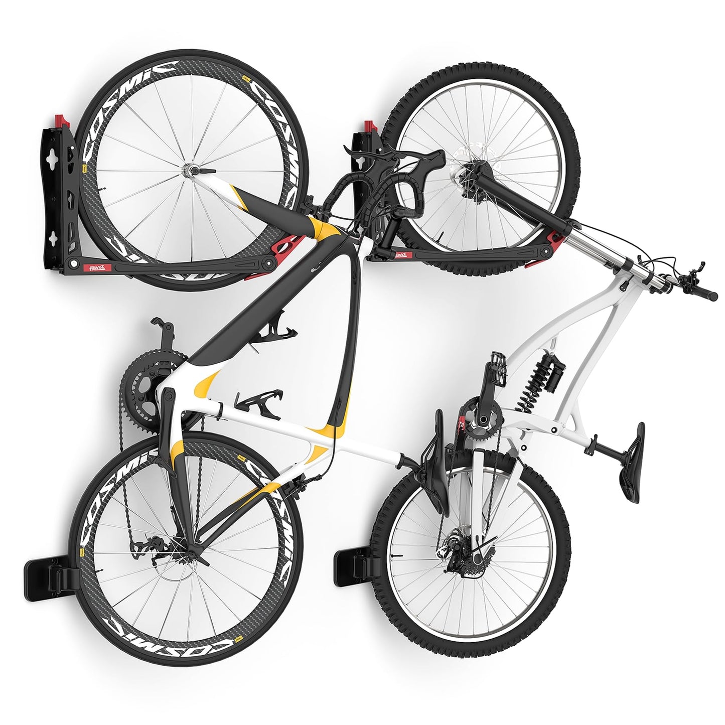 TORACK BIKEPAL Space Saving Wall Mounted Swivel Bike Racks, Vertical Bike Wall Hangers for Garage Storage Solution (2 Pack)