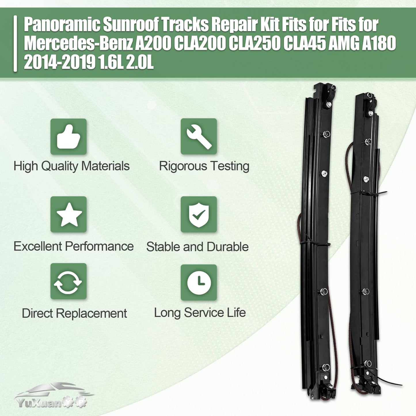 A1767800075+A1767800175 Panoramic Sunroof Tracks Repair Kit Fits for 2014-2019 Mercedes-Benz A/CLA-Class W176 C117 A200 CLA200 CLA250 CLA45 AMG A180 1.6L 2.0L