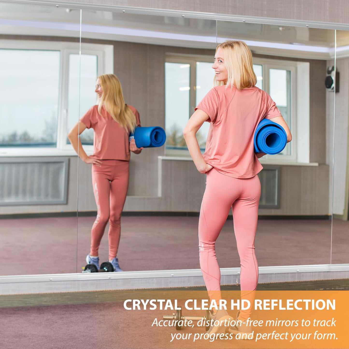 STAWDY Home Gym Mirror,63''x24''(Each)-2PCS Large Frameless Full Body Wall Mirror Length Tempered Glass Mirror Wall-Mounted Mirror for Gym,Yoga,Bedroom,Bathroom,Exercise Room