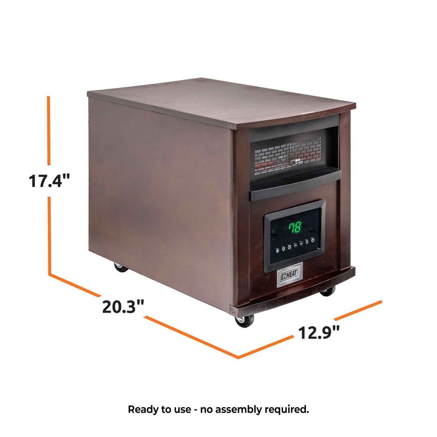 EZ-HEAT 1,500-Watt 18 inch Cabinet Space Heater with Remote Control, USB Charging Ports, Timer Function, Tip Over Switch & Overheat Protection, MT0018N8