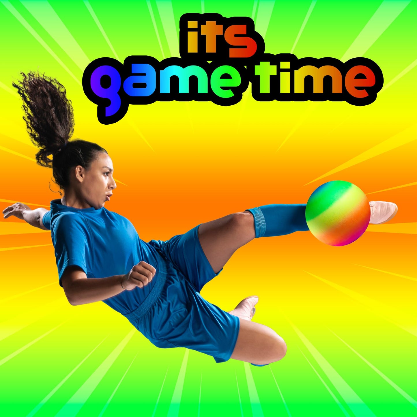 PlayBolt Rainbow Playground Balls - 8.5 Inch (Pack of 4) Rubber Bouncy Colorful Inflatable Balls for Kids and Adults, Indoor & Outdoor Games, Kickball, Dodgeball, Four Square, Dodge, Recess, Handball