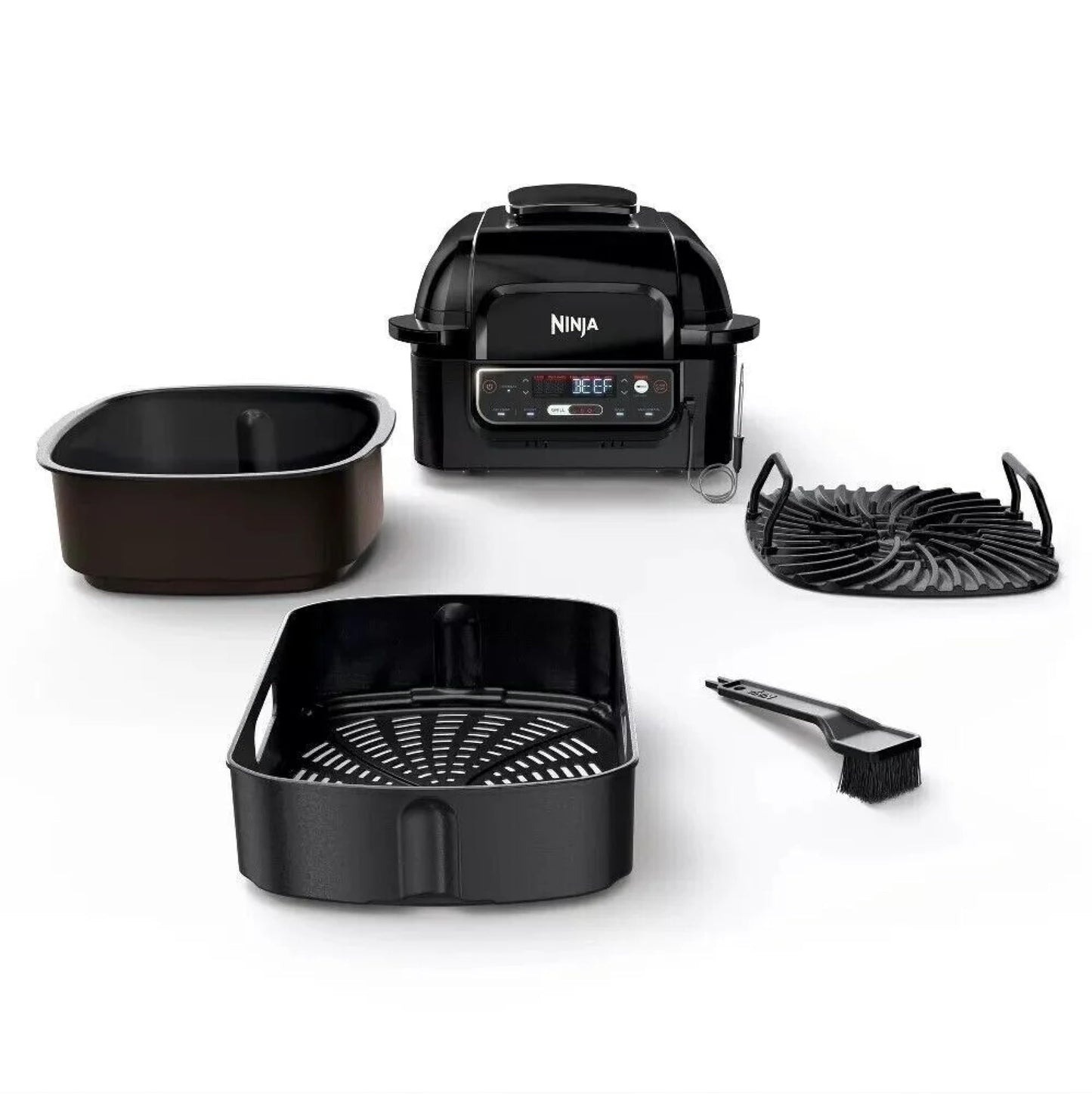 Ninja Foodi Pro 5-in-1 Indoor Integrated Smart Probe, 4-Quart Air Fryer, Roast, Bake, Dehydrate, an Cyclonic Grilling Technology, with 4 Steaks Capacity, in a Stainless Finish