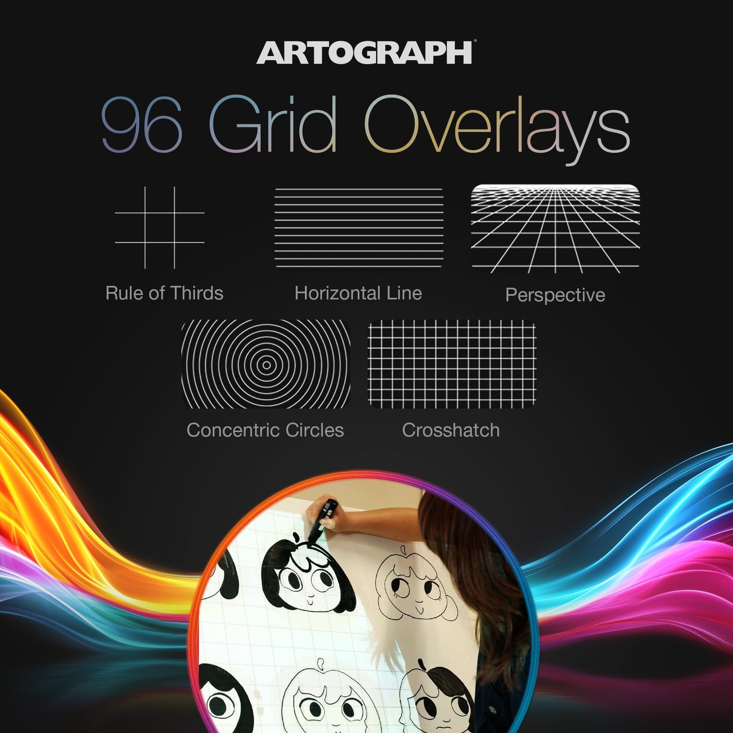 Artograph Smart LED Art Projector with Auto Focus Grids Remote Inspire 1500 and Mini Tripod