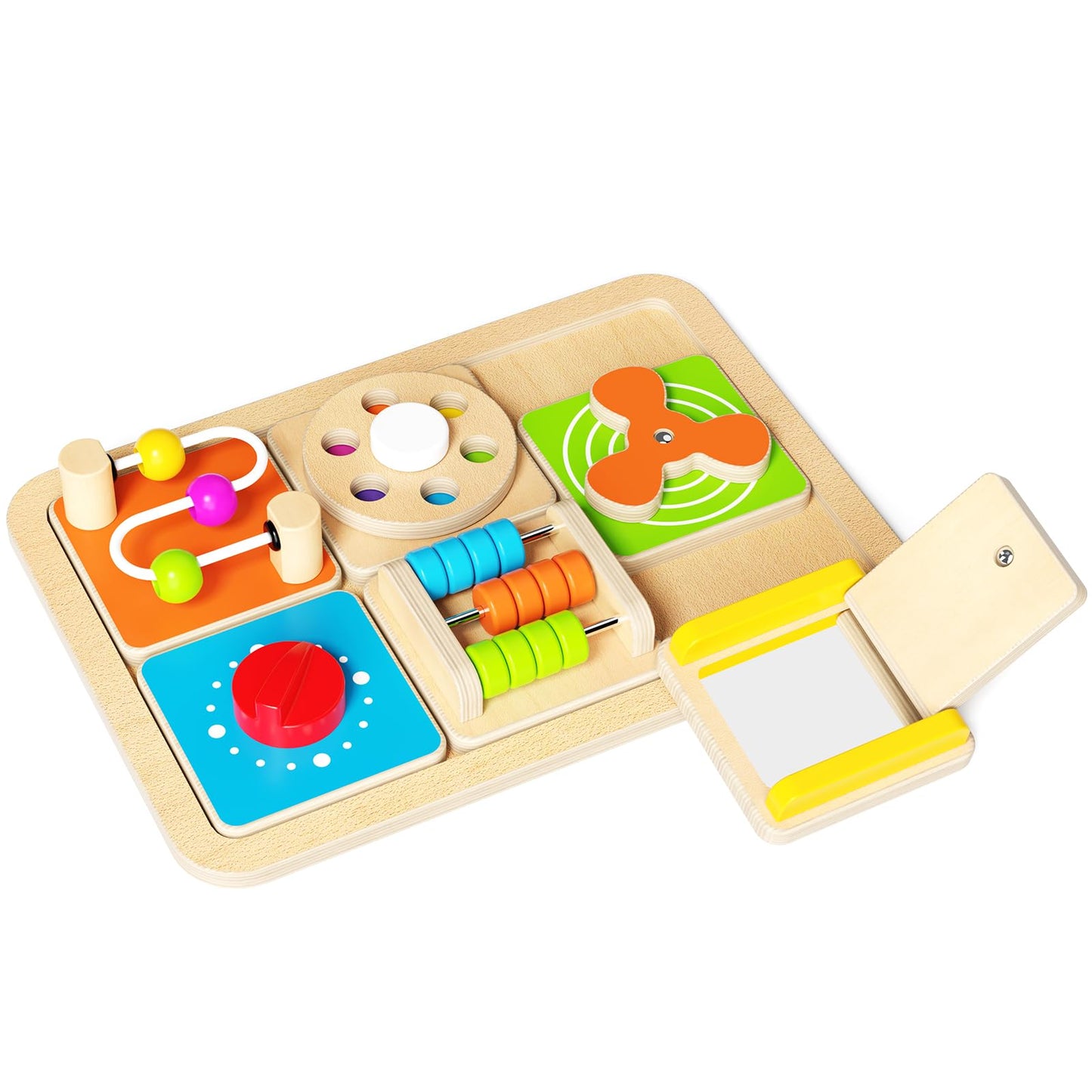 Paisure Montessori Busy Board for Toddlers 1-3, 6-in-1 Sensory Activity Cube, Fine Motor Skills Learning Toy with Bead Maze, Gears & Spinner, Quiet Travel Toy for 1 Year Old Boy and Girl Gifts