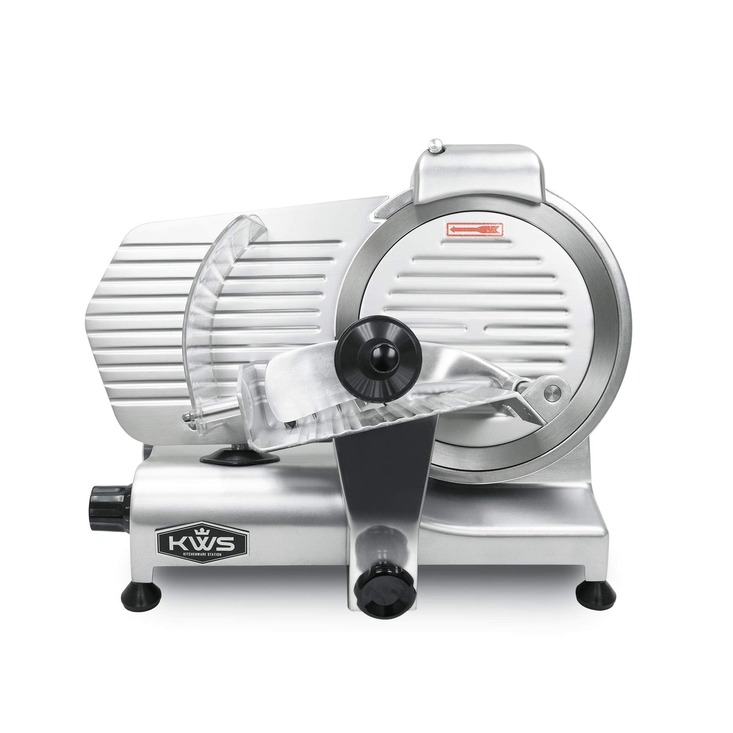 KWS 10NS Commercial 10" Meat Slicer, 320W High-Torque Motor, Precision Stainless Steel Blade, Deli-Style Thin Slicing, Built-In Sharpener, Heavy-Duty Aluminum Body for Meat, Cheese & Semi-Frozen Foods