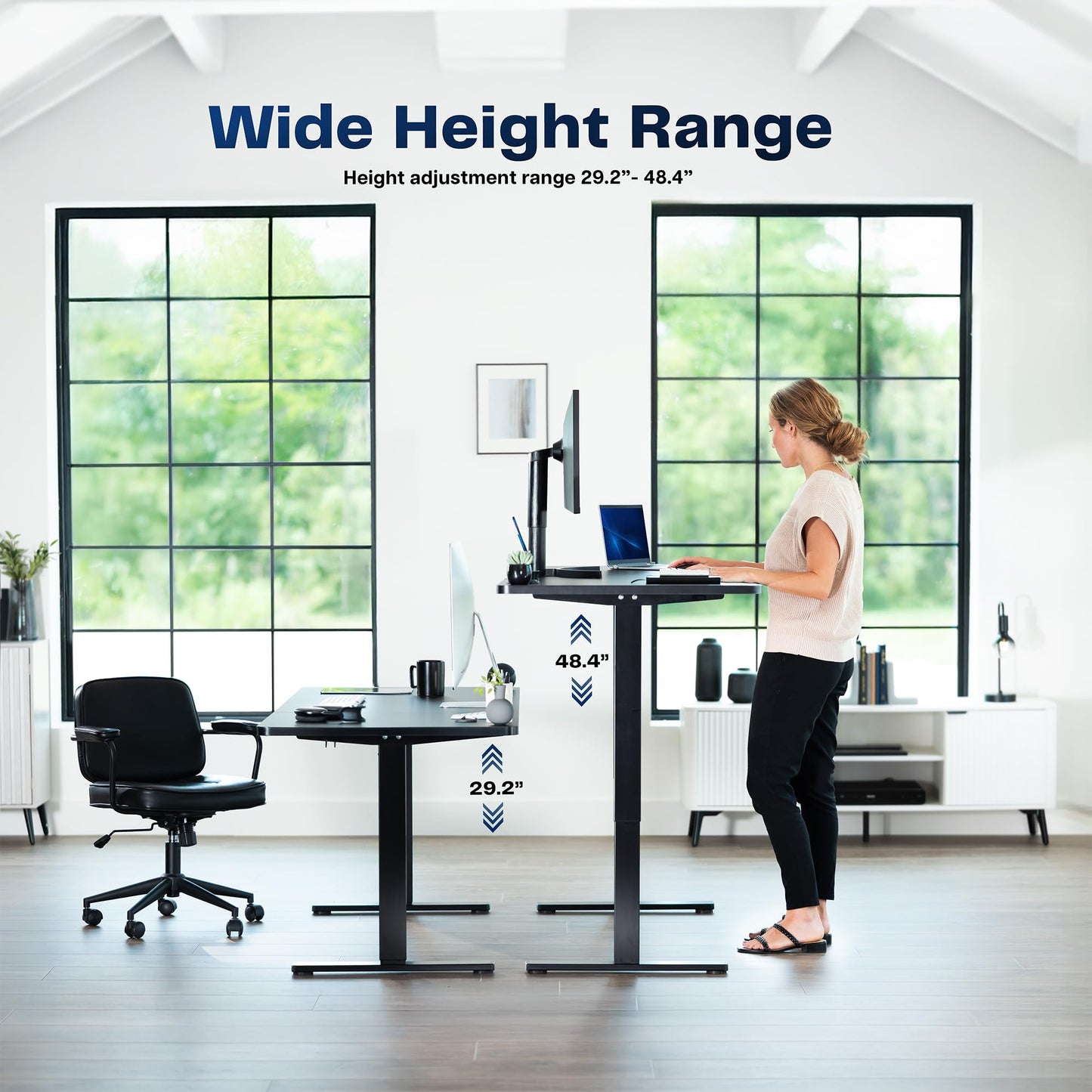 VIVO Electric 60 x 30 in Standing Desk, Memory Height Adjustment, 1B Series, Holds 220 lbs, Black Top Black Frame, DESK-KIT-1B6B-30