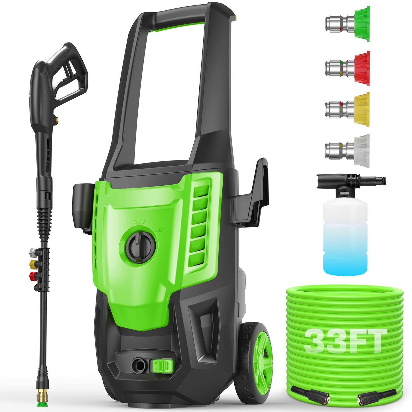 Commowner 5000PSI Electric Pressure Washer, 2025 4.0 GPM High Power Washer Machine, with Adjustable Nozzle and Soap Bottle for Cars/Fences/Driveways/Home/Patios (Green)