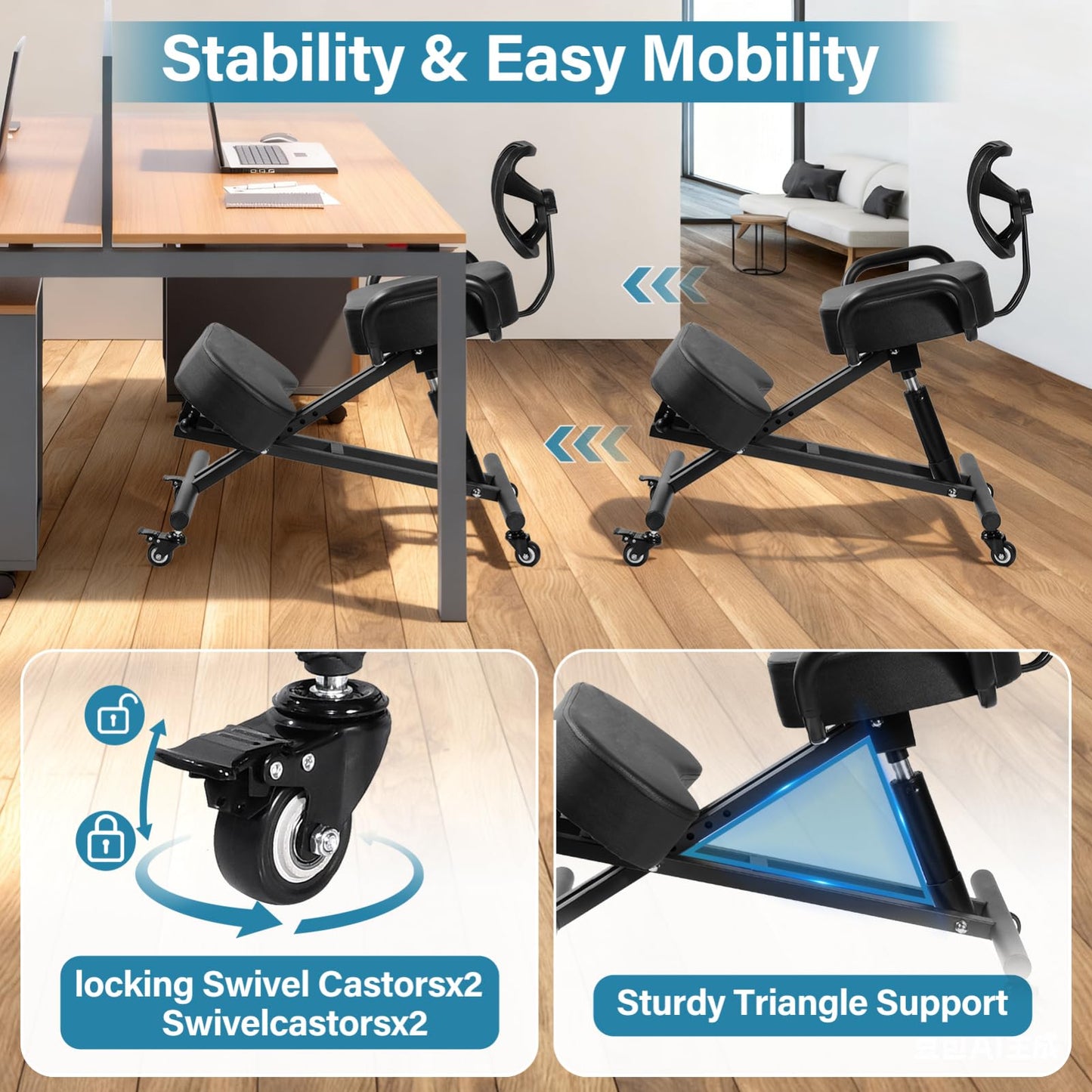 Kneeling Chair, Ergonomic Kneeling Chair with Back Support, kneelings Office Chairs with Adjustable Height and Lumbar Support for Banking Meeting Room Office Home Reception,Improve Postures