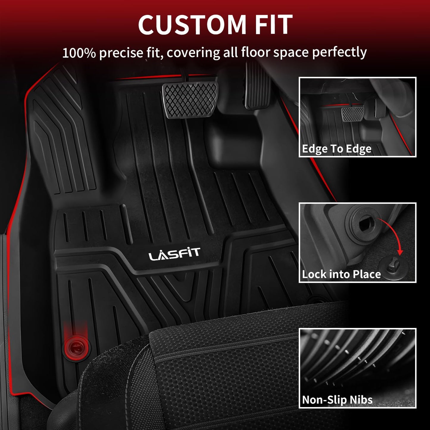 LASFIT Floor Mats for Honda CR-V 2026 2025 2024 2023 (Gasoline & Hybrid & e:FCEV), All Weather TPE Custom Fit Anti-Slip Pet Friendly Car Liners, 1st & 2nd Row Black