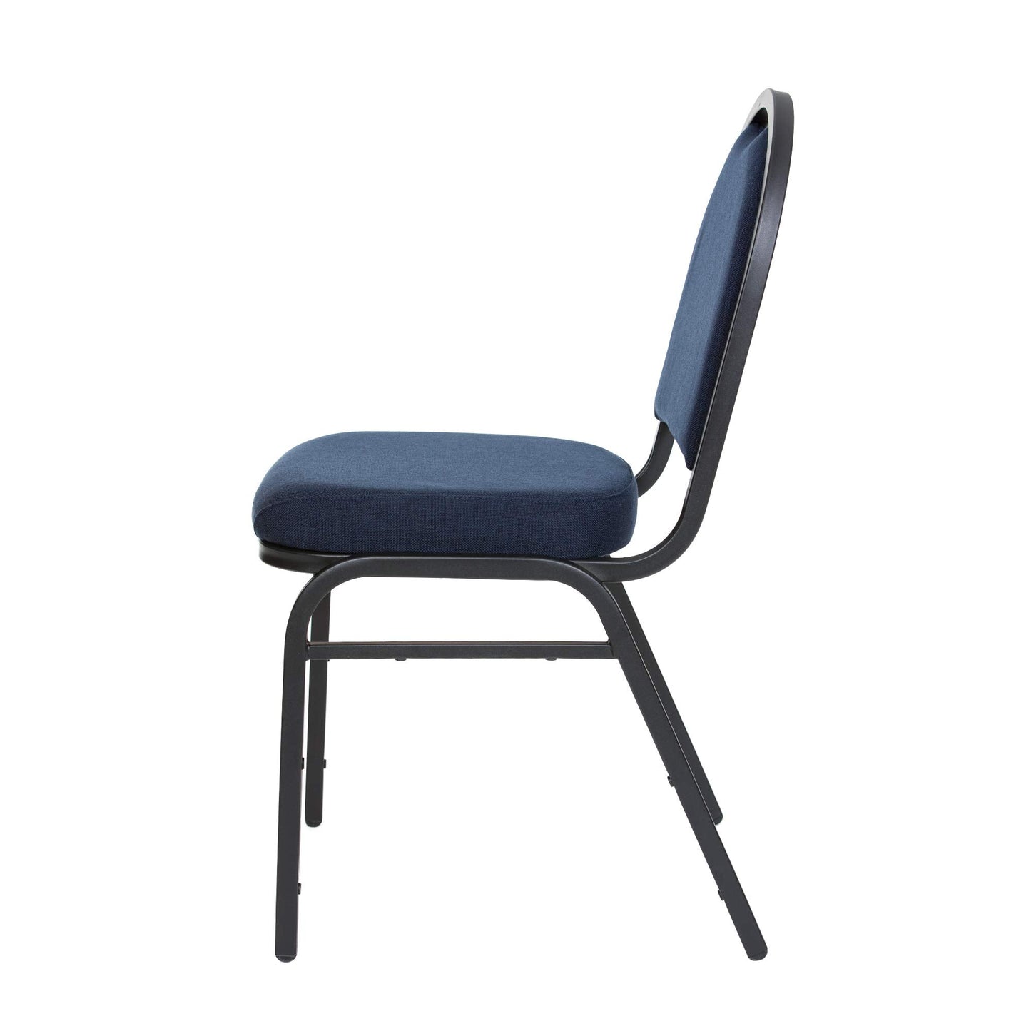 OEF Furnishings OEF9200F Series Dome Back Upholstered Stackable Banquet Chairs Premium Commercial Seating (2 Pack, Fabric, Midnight Blue, Black Santex Frame)