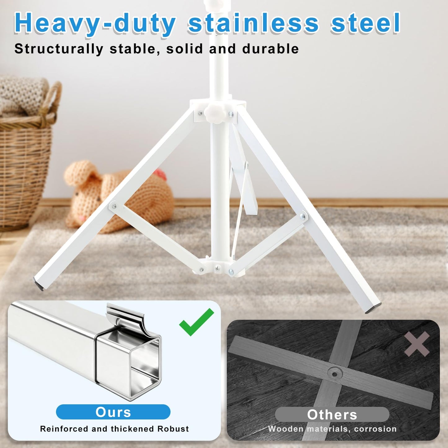 Quynhni Baby Crib Mobile Arm,Mobile Hanger for Crib 56-78" Adjustable Height Top Can Rotate 180° Suitable for Baby Girls Boys Stainless Steel Material Sturdy and Stable Base