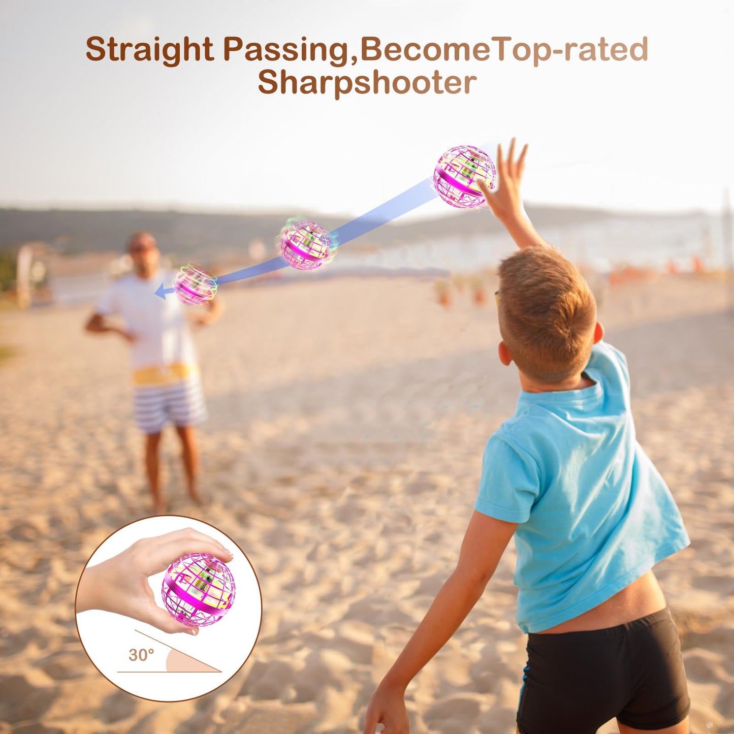 Fesbt Flying Orb Ball 2025 Boomerang Hover Ball Galatic Fidget Spinner Mini Drone Cool Toys Birthday Gift Ideas for 6 7 8 9 10+ Year Old Boys Girls Teens Indoor Outdoor(Blue) (Pink)