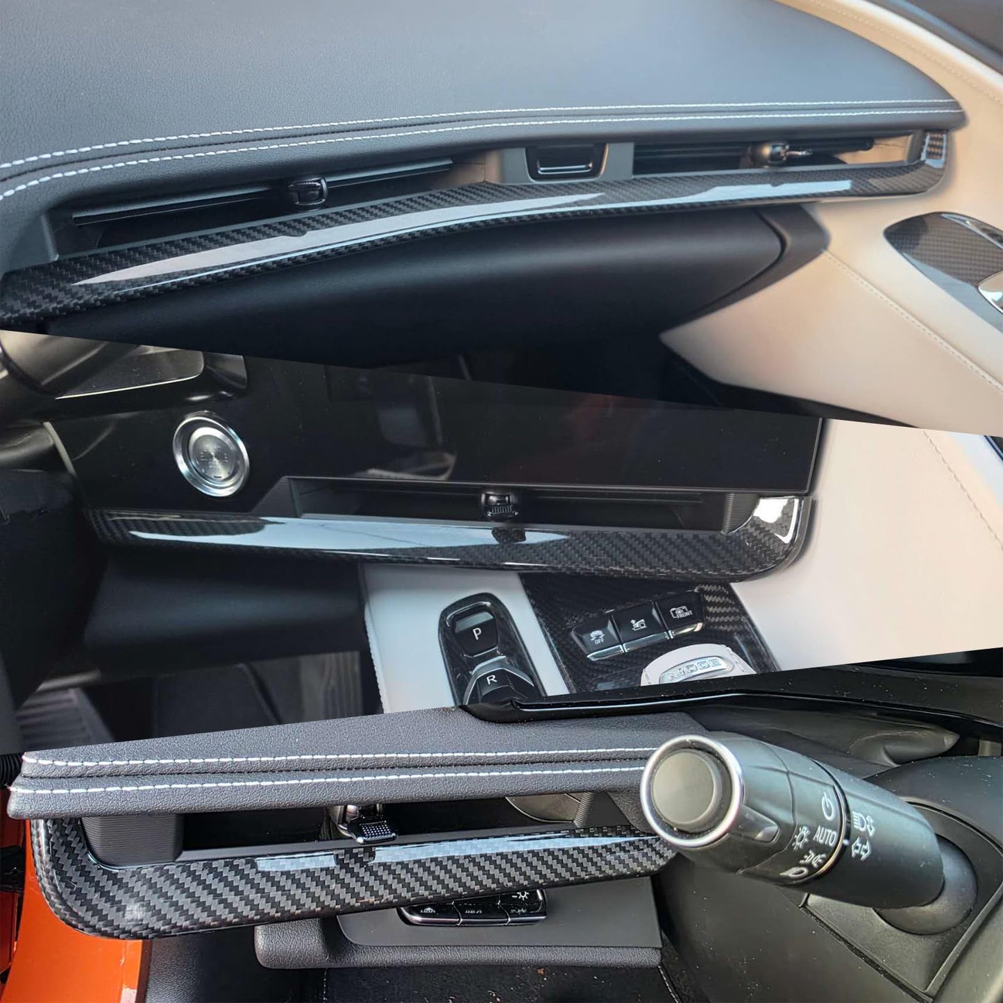Genuine Carbon Fiber Dashboard Strip Trim for Corvette C8 Z51 Z06 ZR1 Coupe Convertible 2020 2021 2022 2023 2024 2025, Central Console Dash Board Cover (Black Carbon Dashboard Panel Trim)