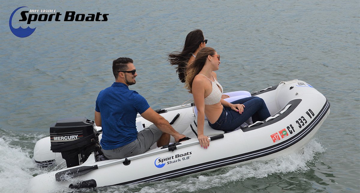 Inflatable Sport Boats Dolphin 8.8' Air Floor with EVA Foam Teak decking - Premium Heat Welded Dinghy
