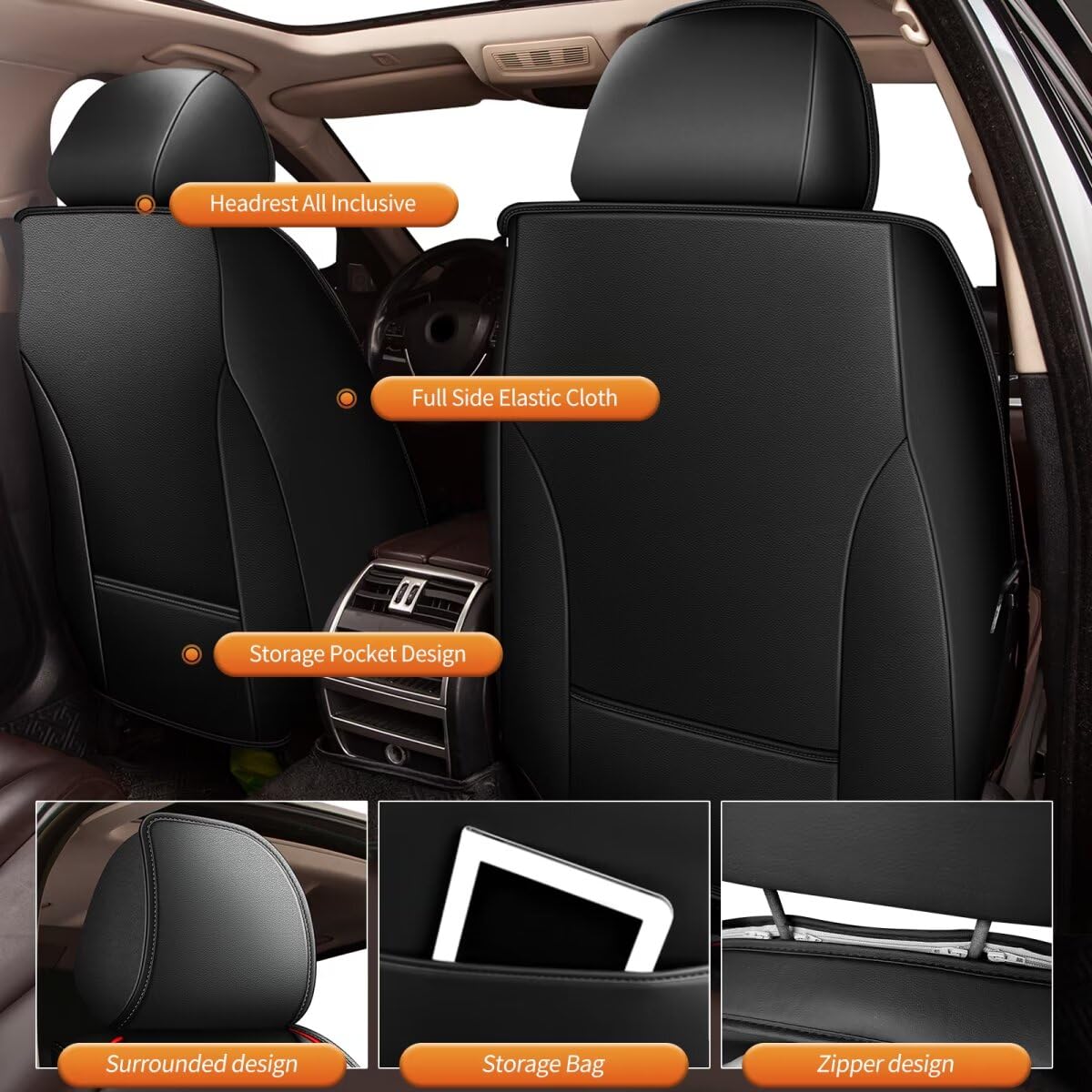AOMSAZTO Leather Car Seat Cover Custom Fit for Volkswagen Jetta 2007-2026 Faux Leather Car Seat Protector Compatible Airbag Jetta Seat Covers Vehicle Cushion Covers Waterproof 2 Front Seat Black&Red