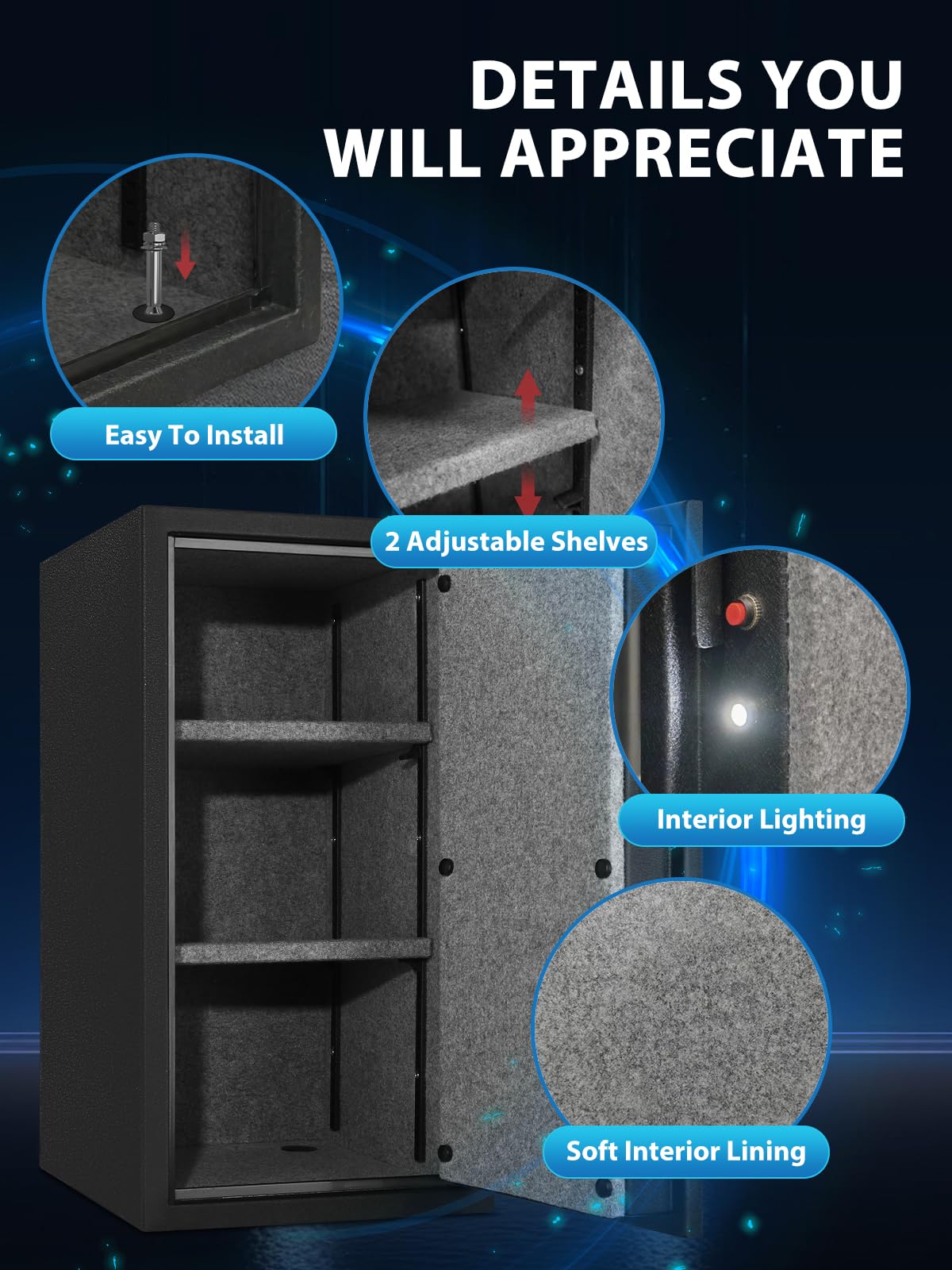 TIGERKING Biometric Fingerprint Fireproof Safe for Home Office, 3.47 Cu Ft Solid Steel Security Safe with Removable Shelf, Stores 29 Fingerprints, 30 Min Fire Protection, Anti-Theft Digital Safe