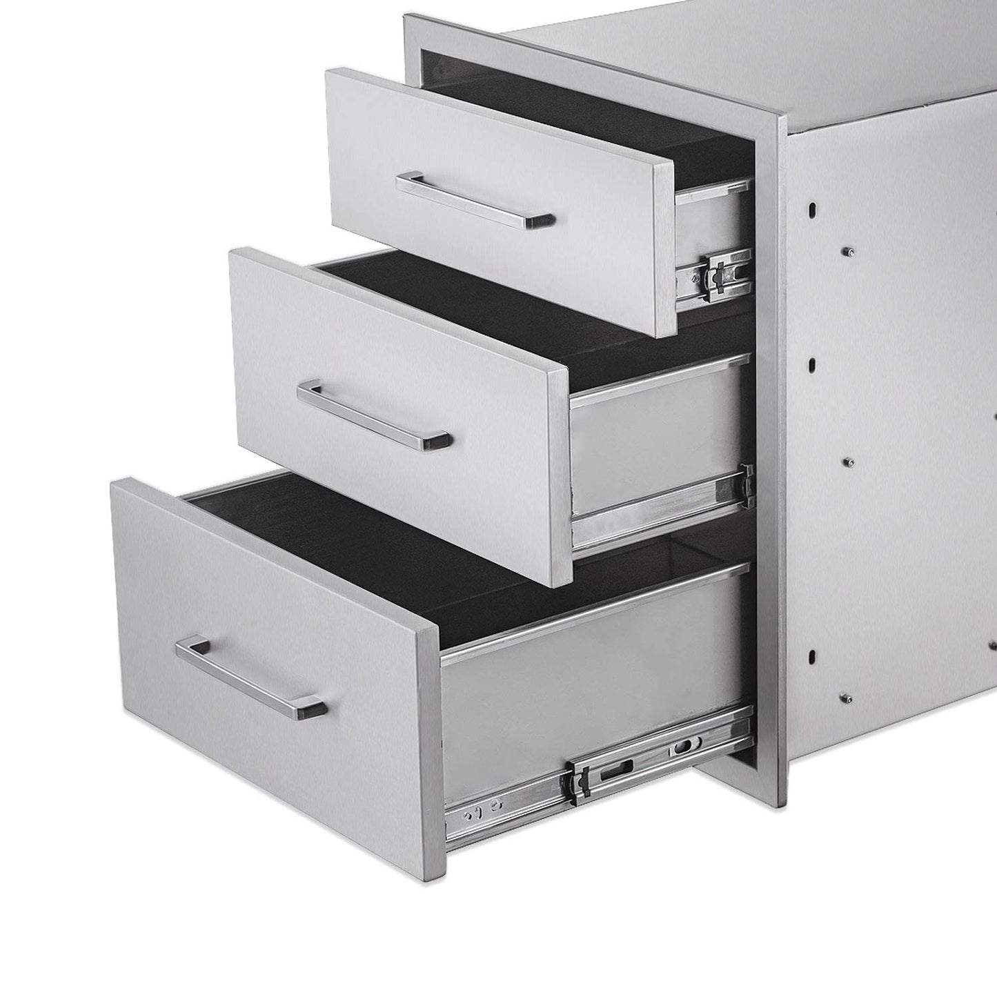 yuxiangBBQ Outdoor Kitchen Drawers Stainless Steel 3-Drawer BBQ Drawer 18" W x 21" H x 23" D Enclosed Built-in Drawer Flush Mount for Outdoor Kitchens & BBQ Islands