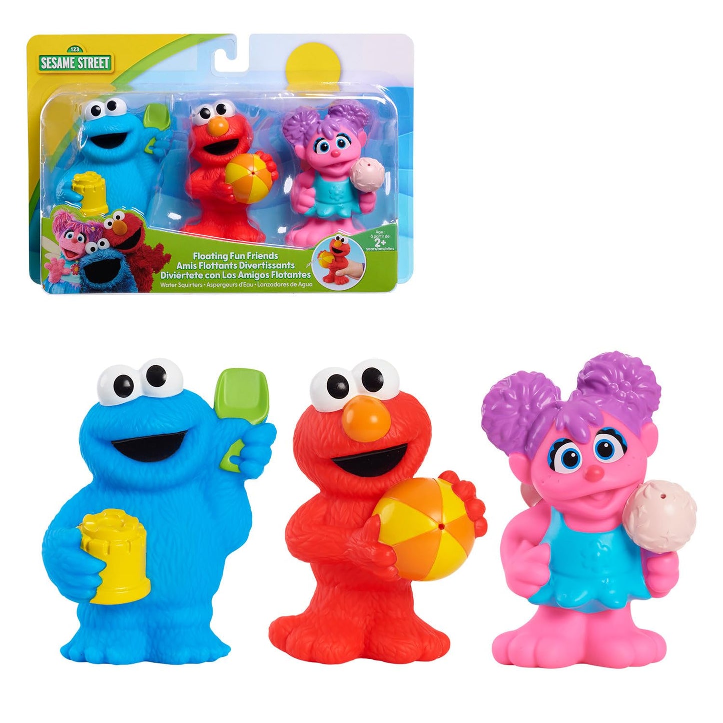 Sesame Street Floating Fun Friends 3-piece Set Water Squirters Bath and Pool Toys, Easter Basket Fillers, Gifts, Presents, Kids Toys for Ages 2 Up by Just Play, Kids Toys for Ages 2 Up by Just Play