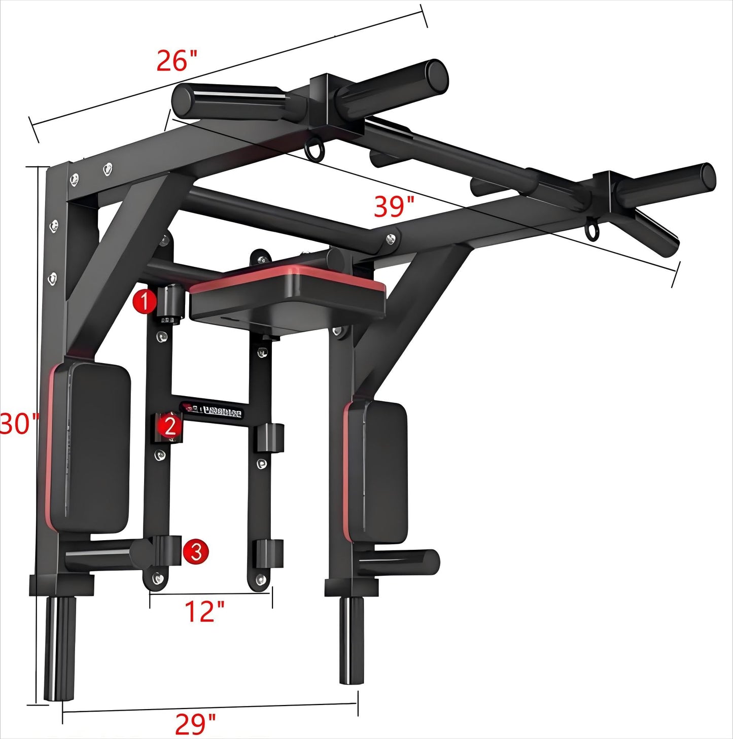 HAKENO Multifunctional Wall Mounted Pull Up Bar Chin Up bar,Dip Station for Indoor Home Gym Workout,Power Tower Set Gym Equipment 800LBS