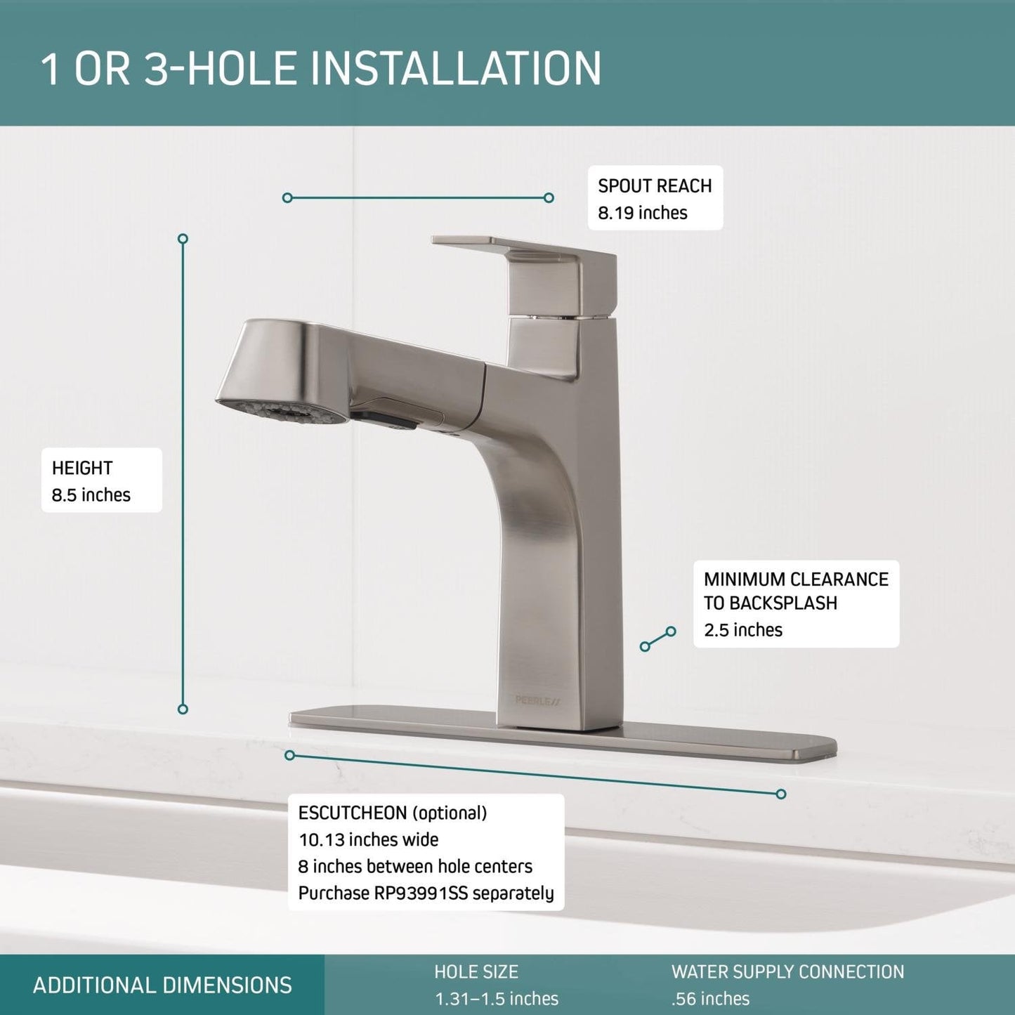 Peerless Xander Pull Out Kitchen Sink Faucet with Pull Out Sprayer, Stainless P6919LF-SS