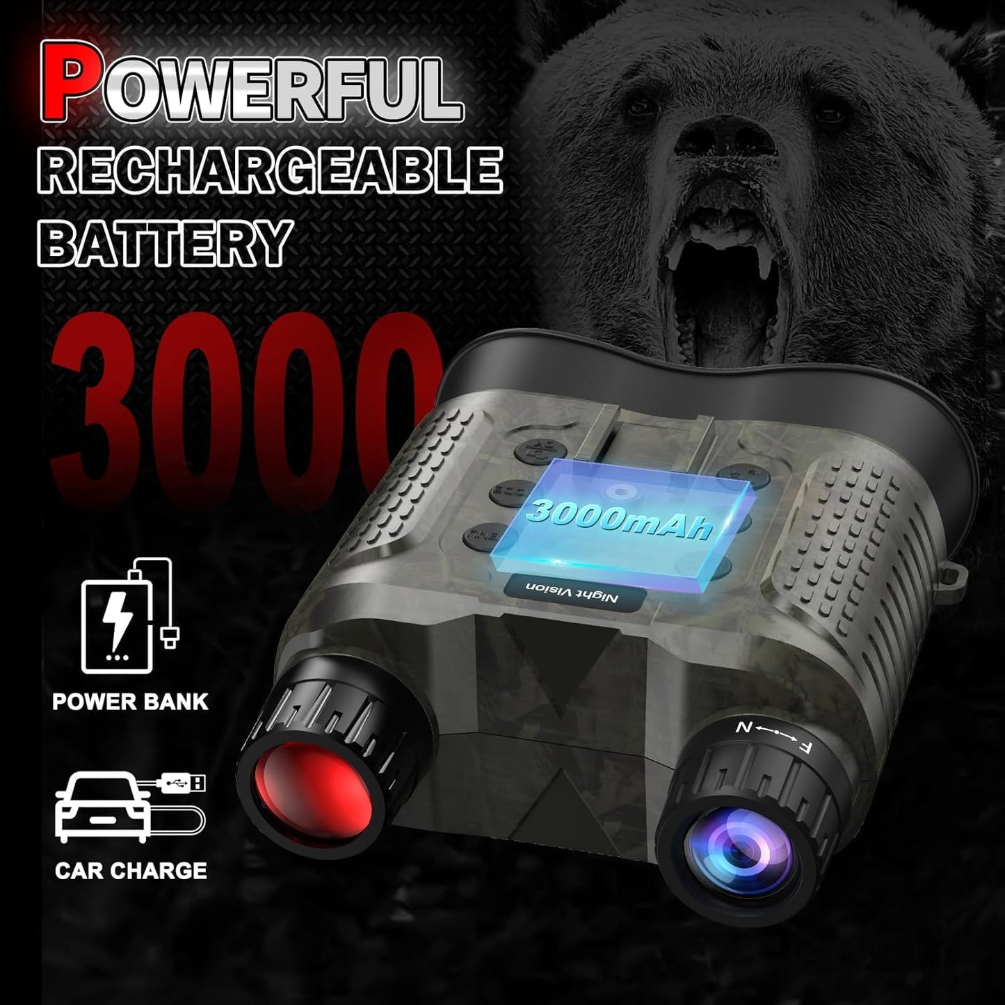 [2025 Upgrade] 4K Head-Mounted Digital Infrared Night Vision Goggles for Adults, with 3" Screen 1312FT Compatible with Fast MICH Helmet for Long Range Airsoft Military Hunting Tactical Gear