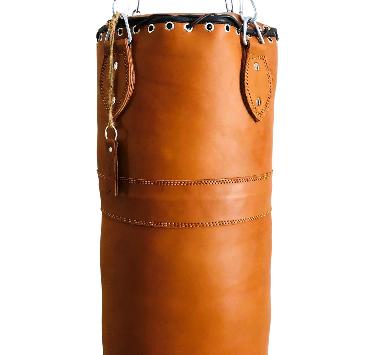 Geoffrey Vintage TAN Leather Boxing Gym Punching TraIng Bag with Chains - Retro 100CM