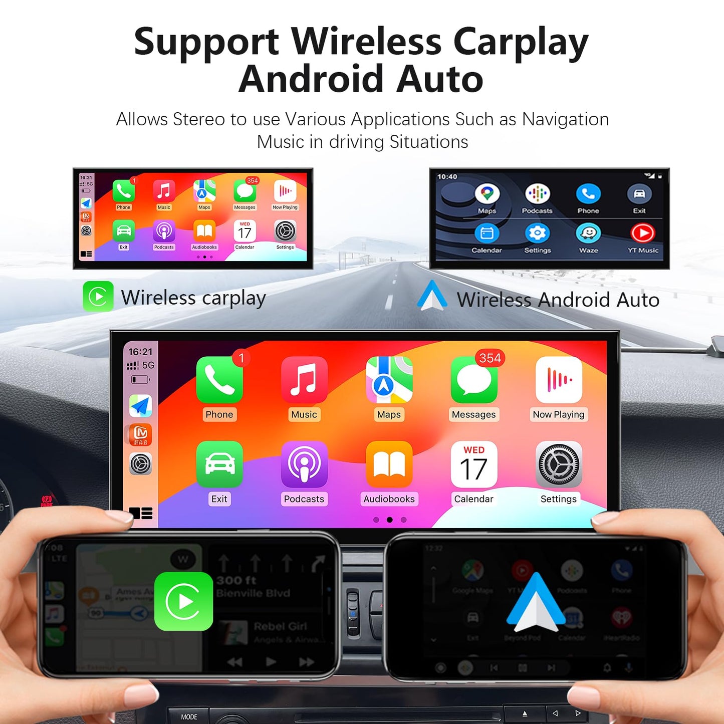 Uckazy 15.8 Inch Android Auto Radio for BMW 5 7 Series F10 F11 F01 CIC 520i 525i 528i 2011-2012,Car Play IPS Touch Screen Upgrade Car Stereo Support Wireless Android Auto