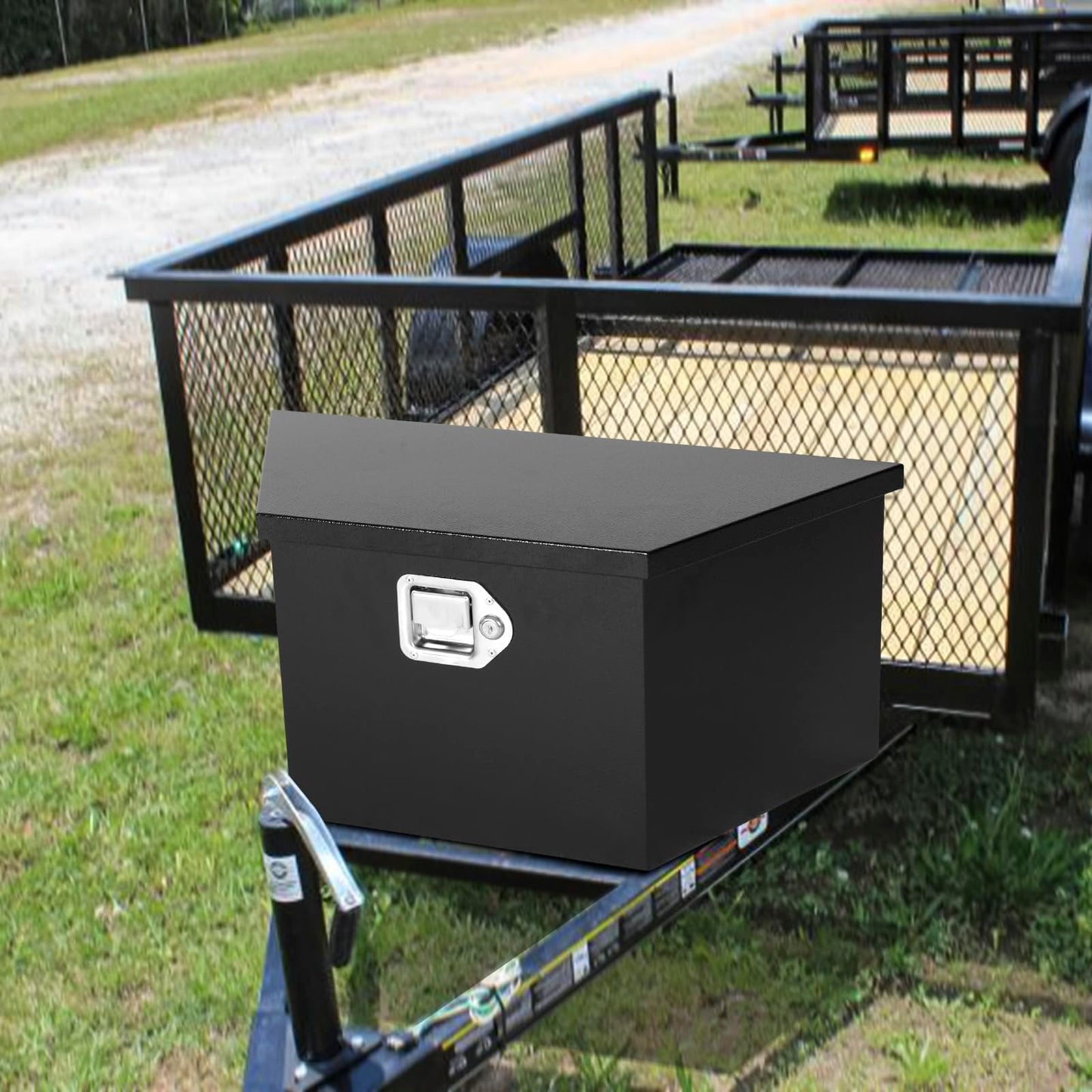 COOLBAG Trailer Tongue Tool Box, Steel Storage Truck Tool Box,26.6 x 13.6 x 11.9 Tool Chest Organizer w/Lock and Keys For Pickup,Truck Bed, RV, Trailer,Heavy Duty Waterproof Black box