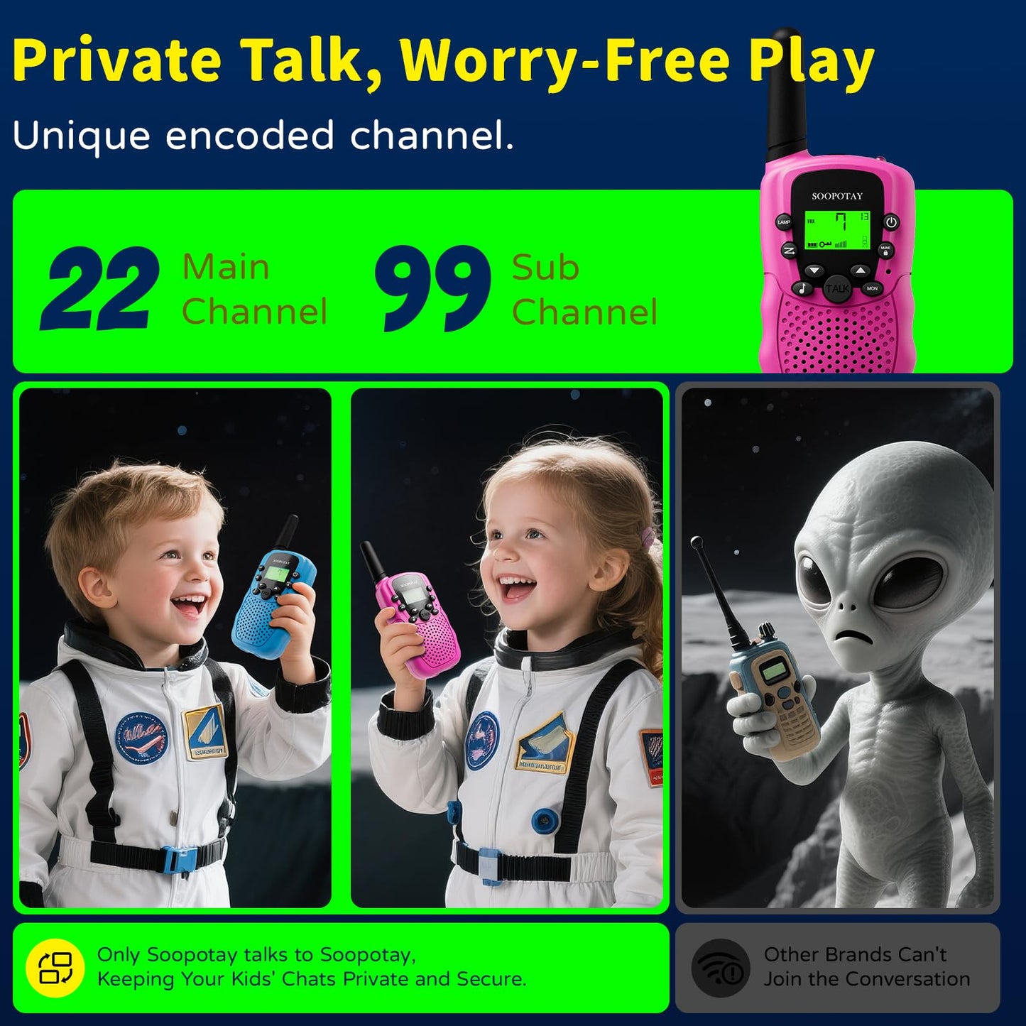 Walkie Talkies for Kids, Walkie Talkie Toys for Girls Boys, Outdoor Toys/Outside Games for Kids Age 4-8-12, Birthday Gifts for 4 5 6 7 8 9 10 Year Old Kids Girl Boys