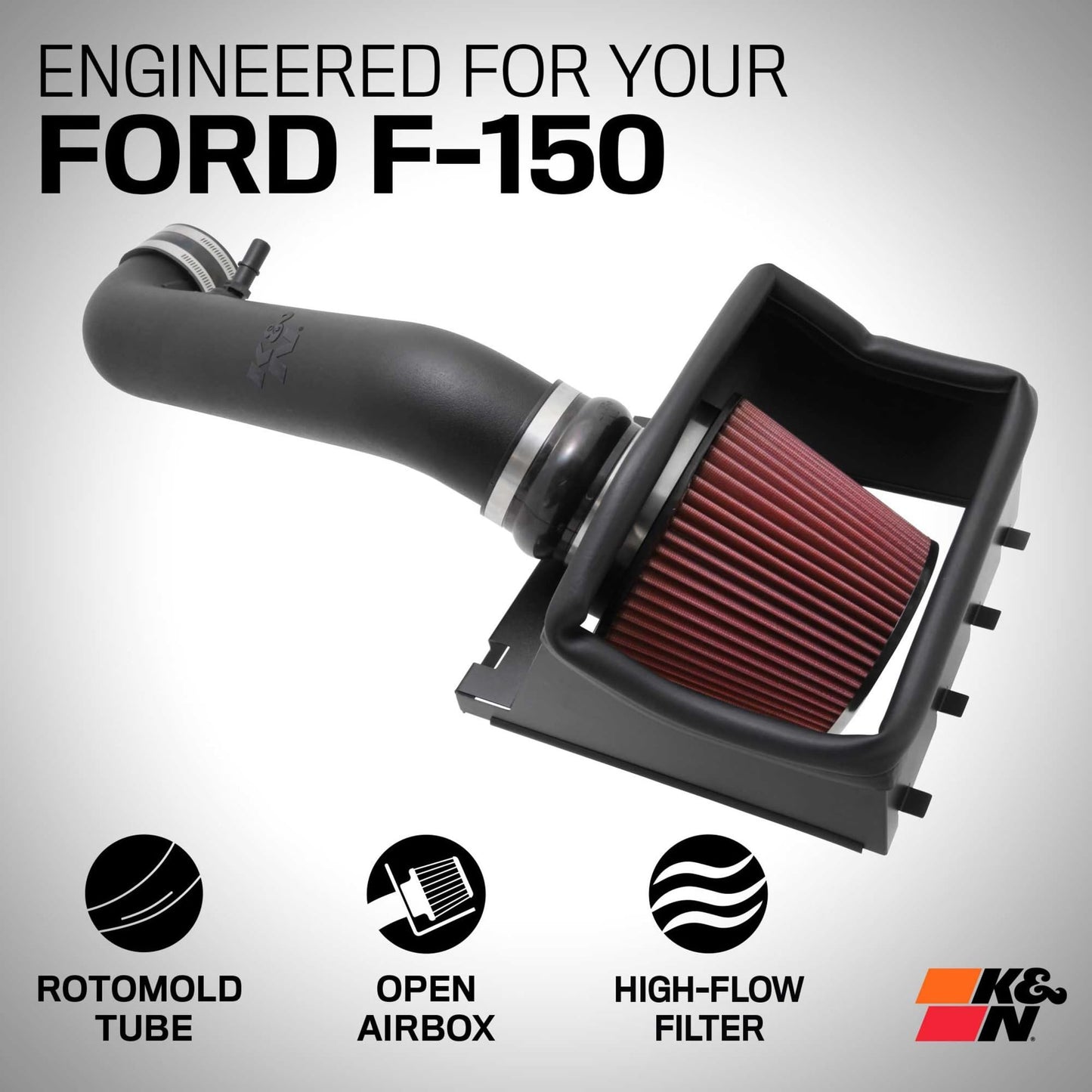 K&N Cold Air Intake System: High-Flow Air Filter, Increase Performance & Towing: Compatible with 2011-2014 FORD F150, 57-2581