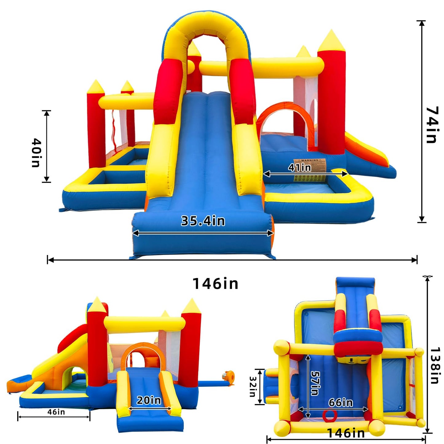 Umbalir Bounce House, Inflatable Bounce House for Kids 3-10, Kids Bounce House with Long Slide, Ball Pit/Pool, Obstacles, Tunnel, Climbing Wall, Bouncy House Indoor & Outdoor Toddler Bouncy Fun