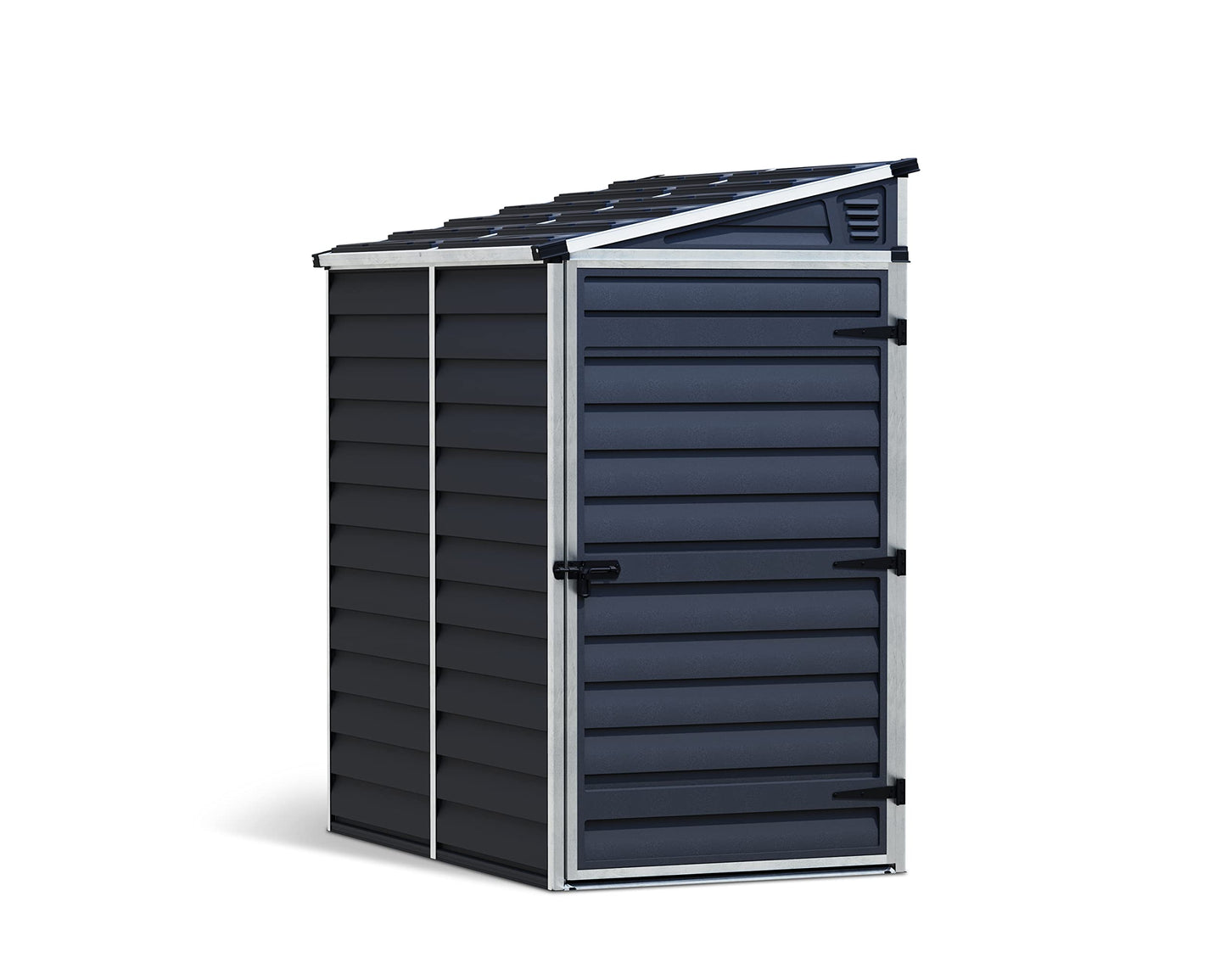 Palram - Canopia Skylight 4' x 6' Lean-to Storage Shed, Midnight Gray DIY Backyard Shed, Polycarbonate Panels, Aluminum Frame Outdoor Storage for Lawn Mower, Bike, Garden Tools