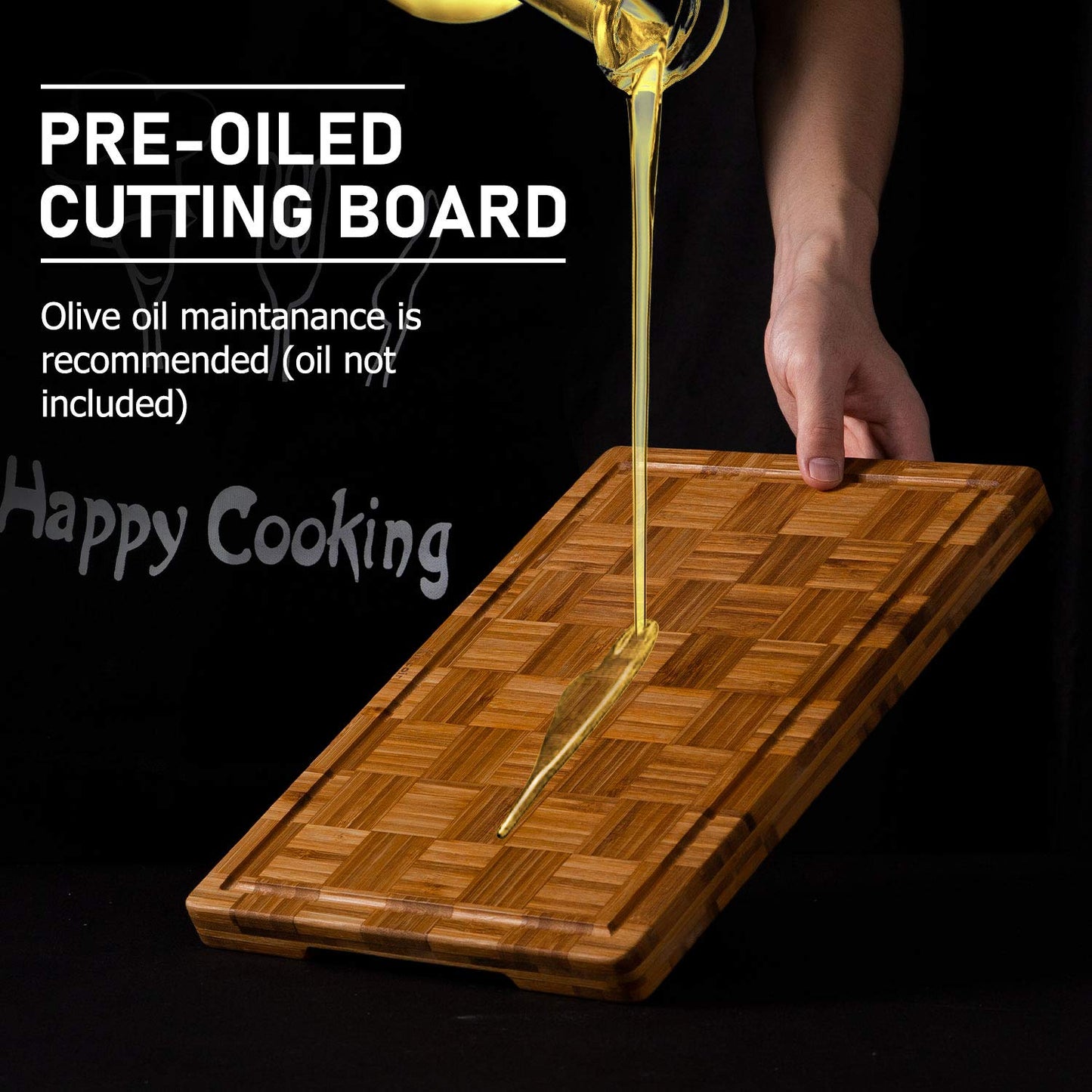 Kikcoin Extra Large Bamboo Cutting Boards, (Set of 3) Chopping Boards with Juice Groove Bamboo Wood Cutting Board Set Butcher Block for Kitchen, End Grain Serving Tray (Pack of 2)