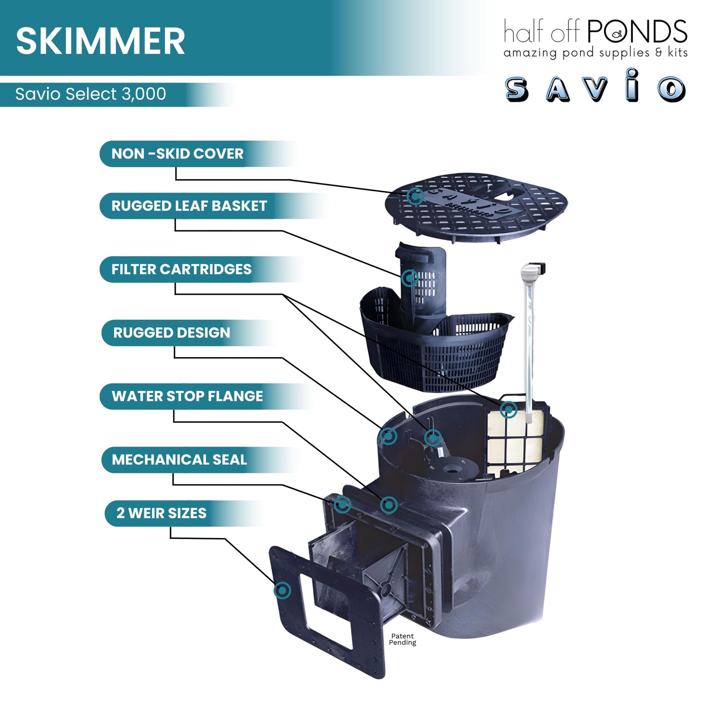 HALF OFF PONDS Savio Select 3,000 GPH Submersible Pump Pond Kit with 20' x 25' EPDM Rubber Pond Liner for Water Garden & Koi Pond