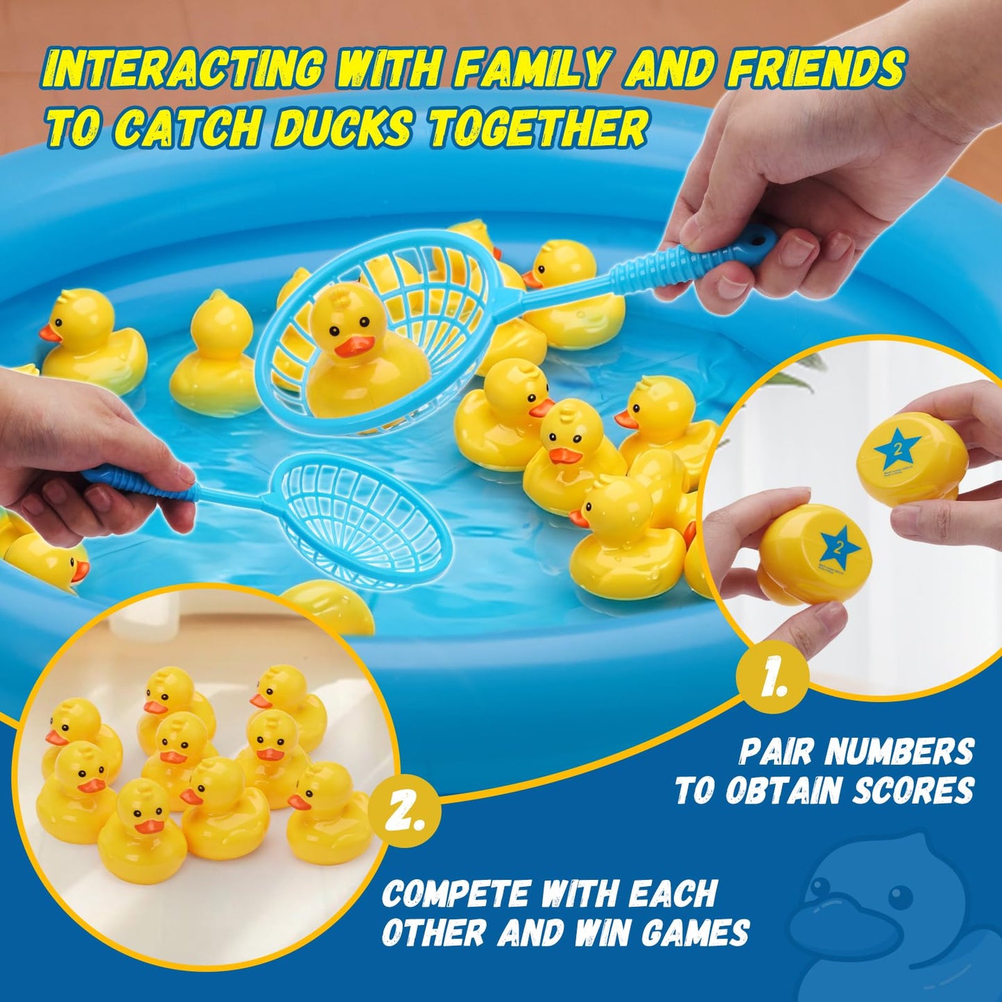 Duck Matching Bath Toys for Kids - 20 Plastic Ducks with Storage Bag | Fun Memory Games-Float Mini Duck Baby Bath Ducky Shower Toys-Water Outdoor Game for Children,Preschoolers,Birthday Party Carnival