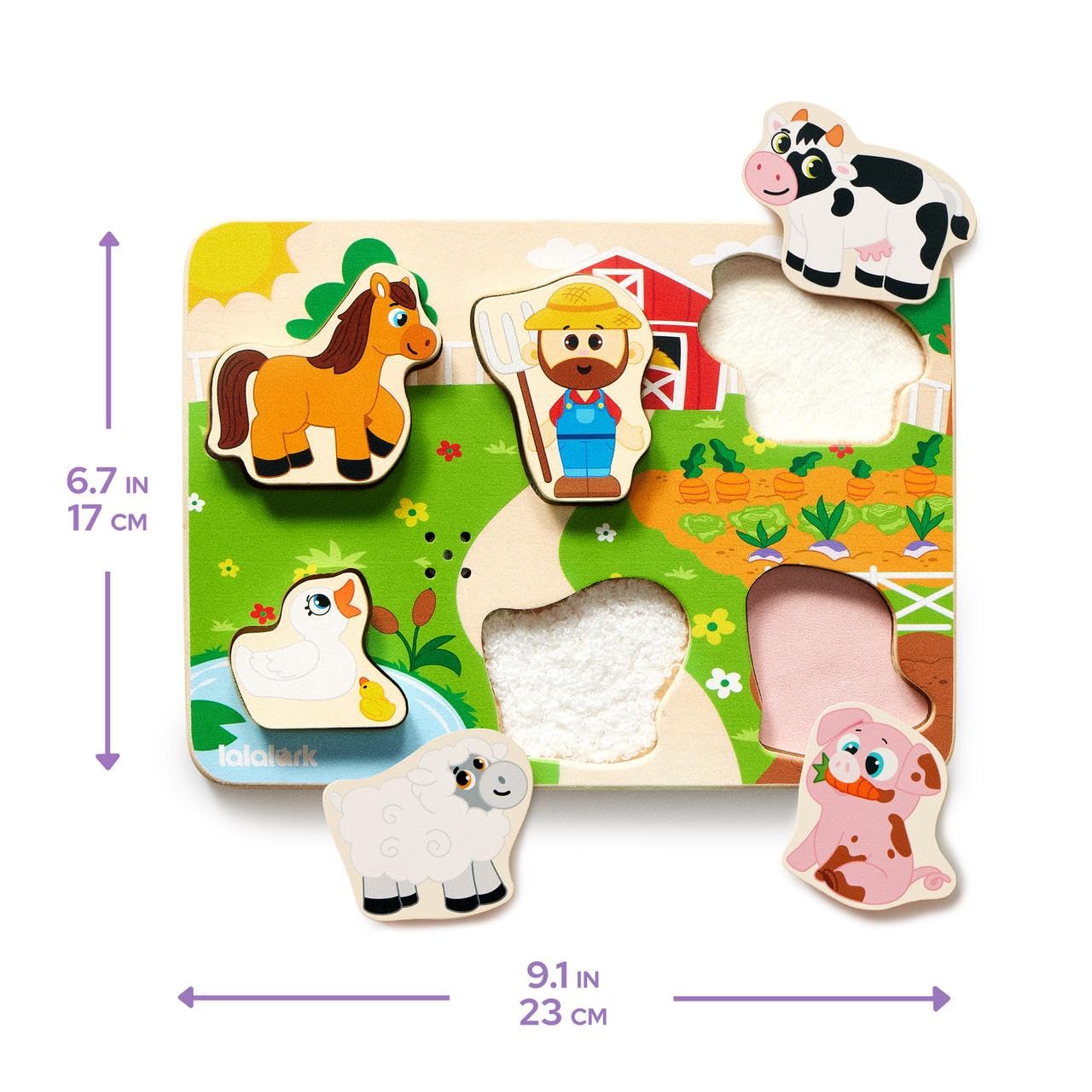 lalalark Musical Wooden Puzzles Toys, Tactile & Sound Farm Animal Toys for Baby 2-4, Montessori Educational Block Puzzles, Learning Toddler Kids Birthday Valentine Easter Gifts for Boys Girls