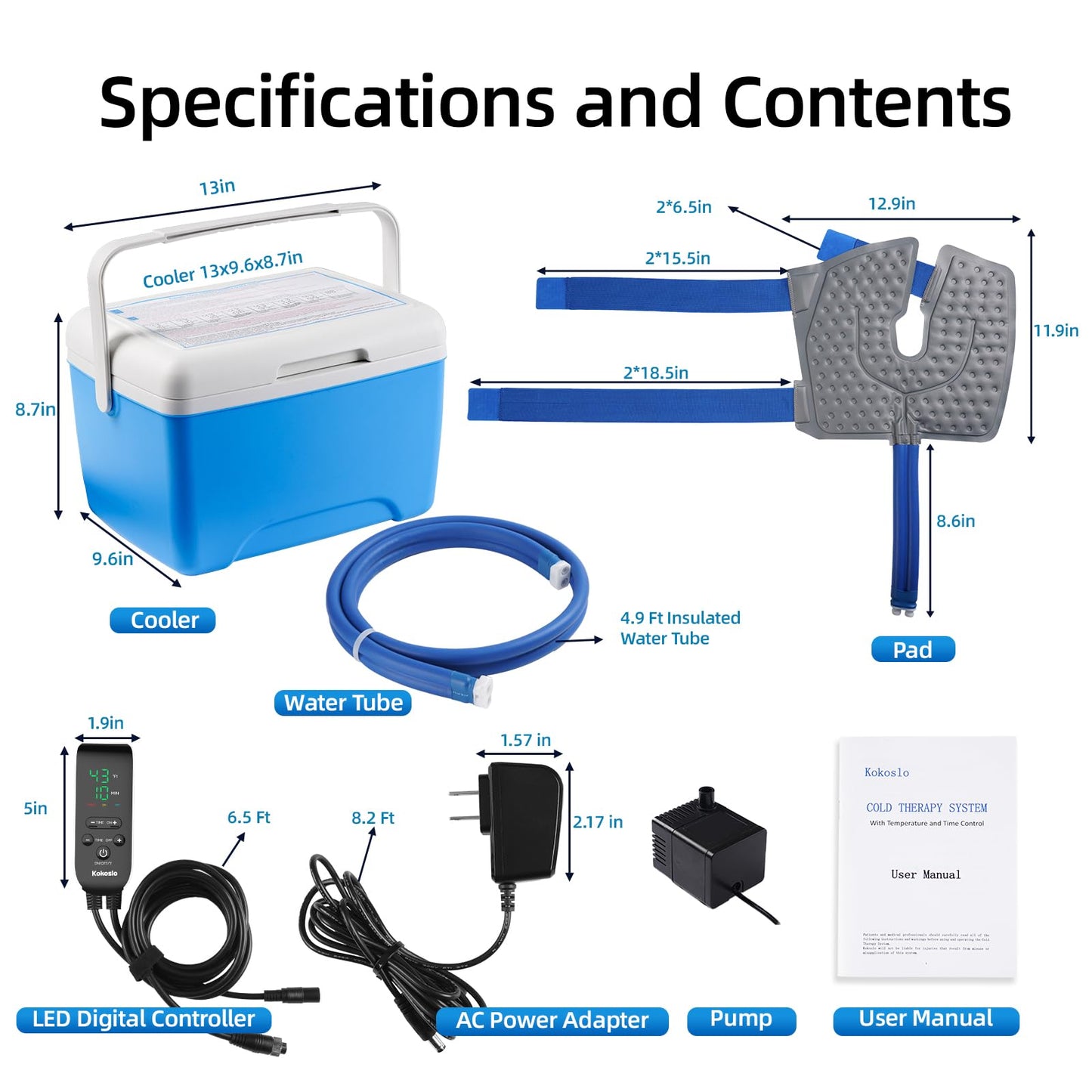 Cold Therapy Machine for Knee Replacement with Programmable Timer, Ice Machine After Surgery, Cryotherapy Pain Relief & Swelling Reduction Post-Op, Compression Pad for Knee, Ankle and Elbow