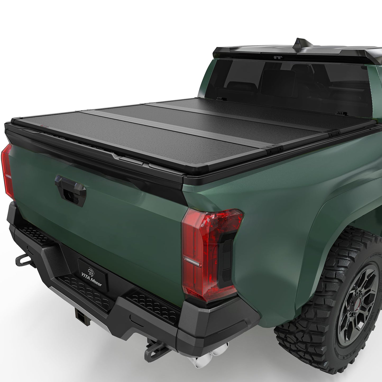 YITAMOTOR FRP Hard Tri-Fold Truck Bed Tonneau Cover Fits for Toyota Tacoma 2024 2025 2026 6 ft Bed with Deck Rail System (Excl. Trail Edition)