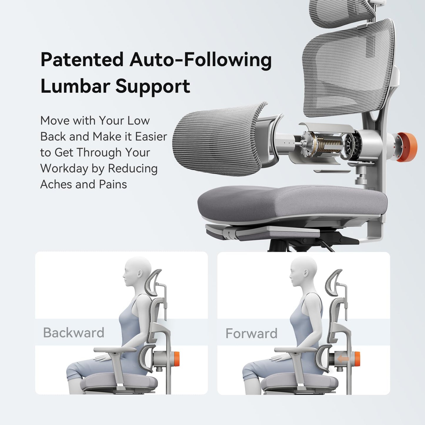 Newtral Office Chair Ergonomic - Home Office Desk Chair, Back Pain Chair with Auto-Following Lumbar Support, 4D Armrest, Seat Depth and Height Adjustable