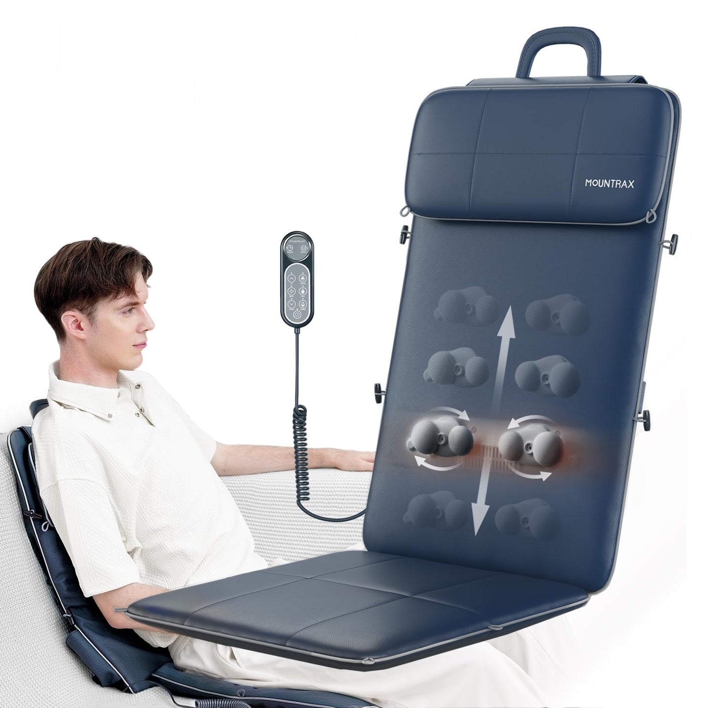 MOUNTRAX Back Massager for Chair, Full Back Massager for Pain Relief Deep Tissue, Massage Chair Pad with Soft S-Curve Design, Versatile Portable Massage Seat Cushion, Chair Massager