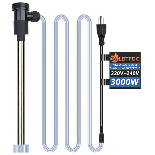 XCLBTFDC 3000W 240V Immersion Water Heater Portable Electric Pool and Hot Tub Submersible Water Heater with Temp Control, WiFi Timer for Bathtub, Baptistry, Swimming pool, above ground pool and Spa