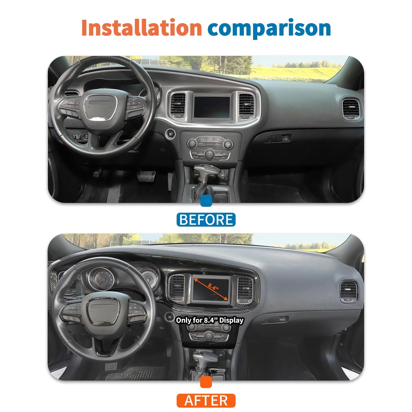 JeCar 12pcs Carbon Fiber Interior Trim Kit Fit for 2015-2023 Dodge Charger Interior Accessories
